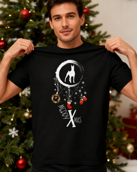 Merry X'mas Dog Graphic T-Shirt - 100% Cotton, Christmas Exclusive for Pet Lovers & Festive Occasions