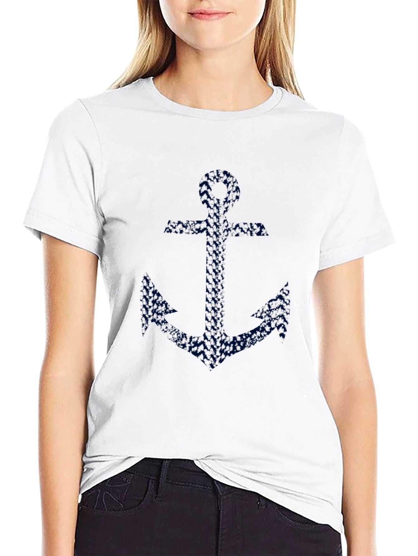 Nautical Anchor Graphic Tee - Classic Black Cotton