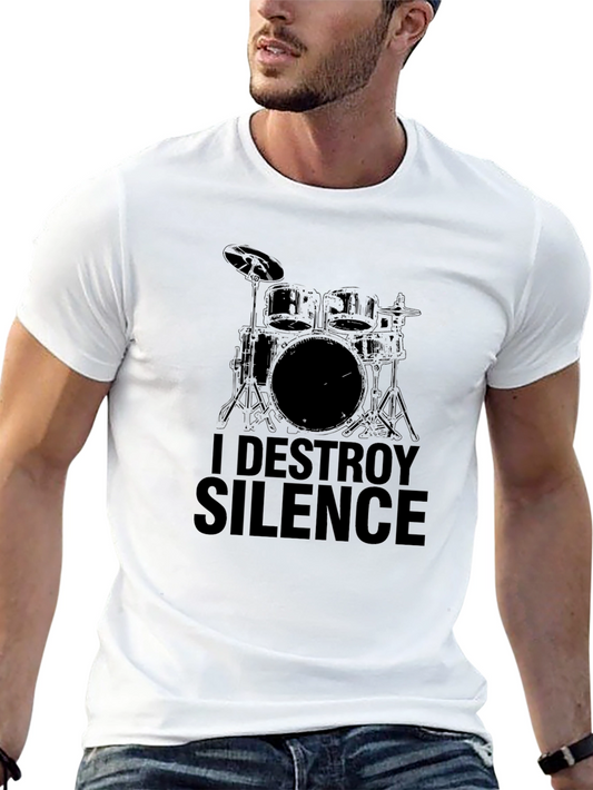 I DESTROY SILENCE Drum Kit Graphic Black T-Shirt