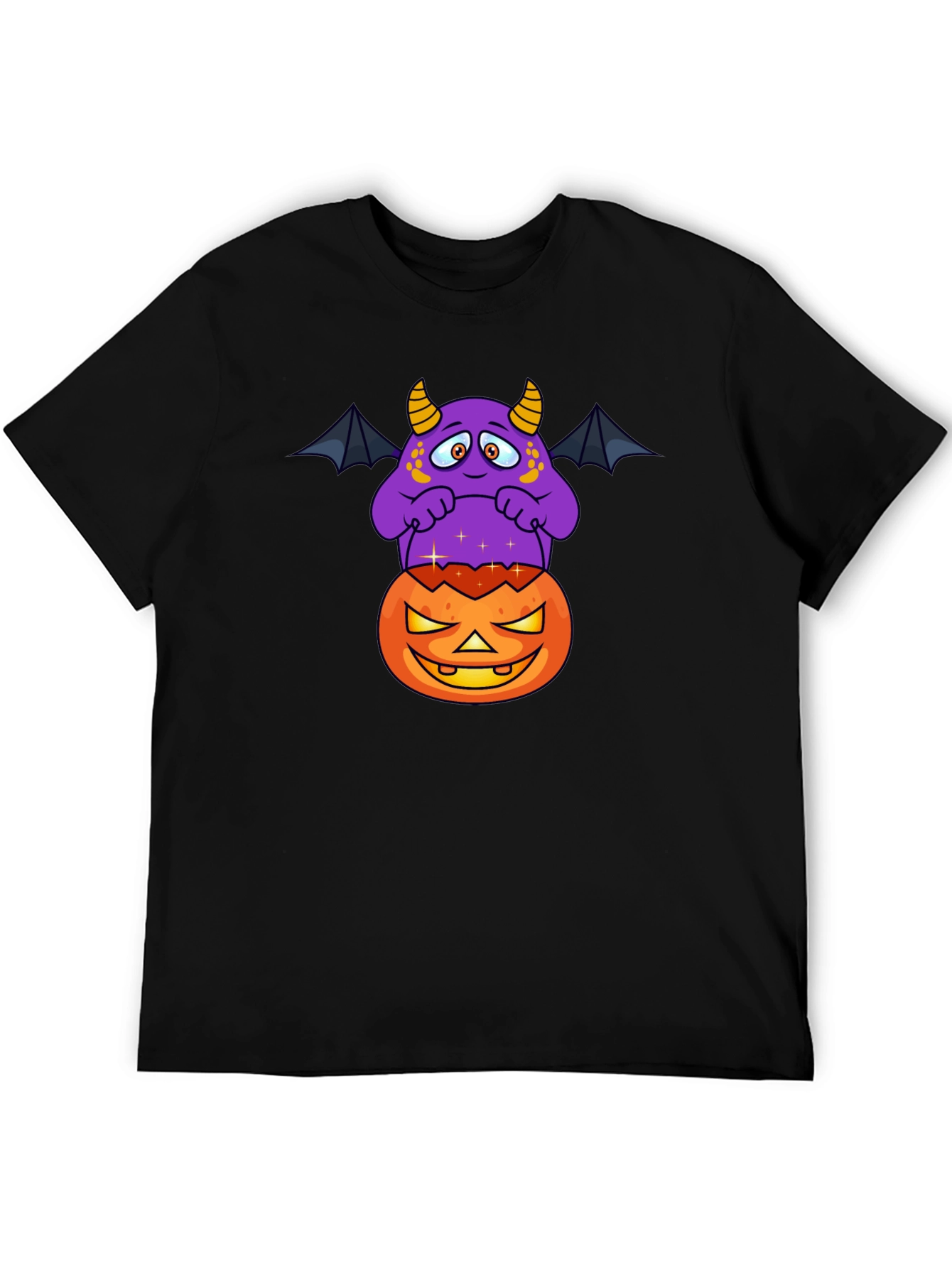 Halloween Monster on Pumpkin Graphic T-Shirt