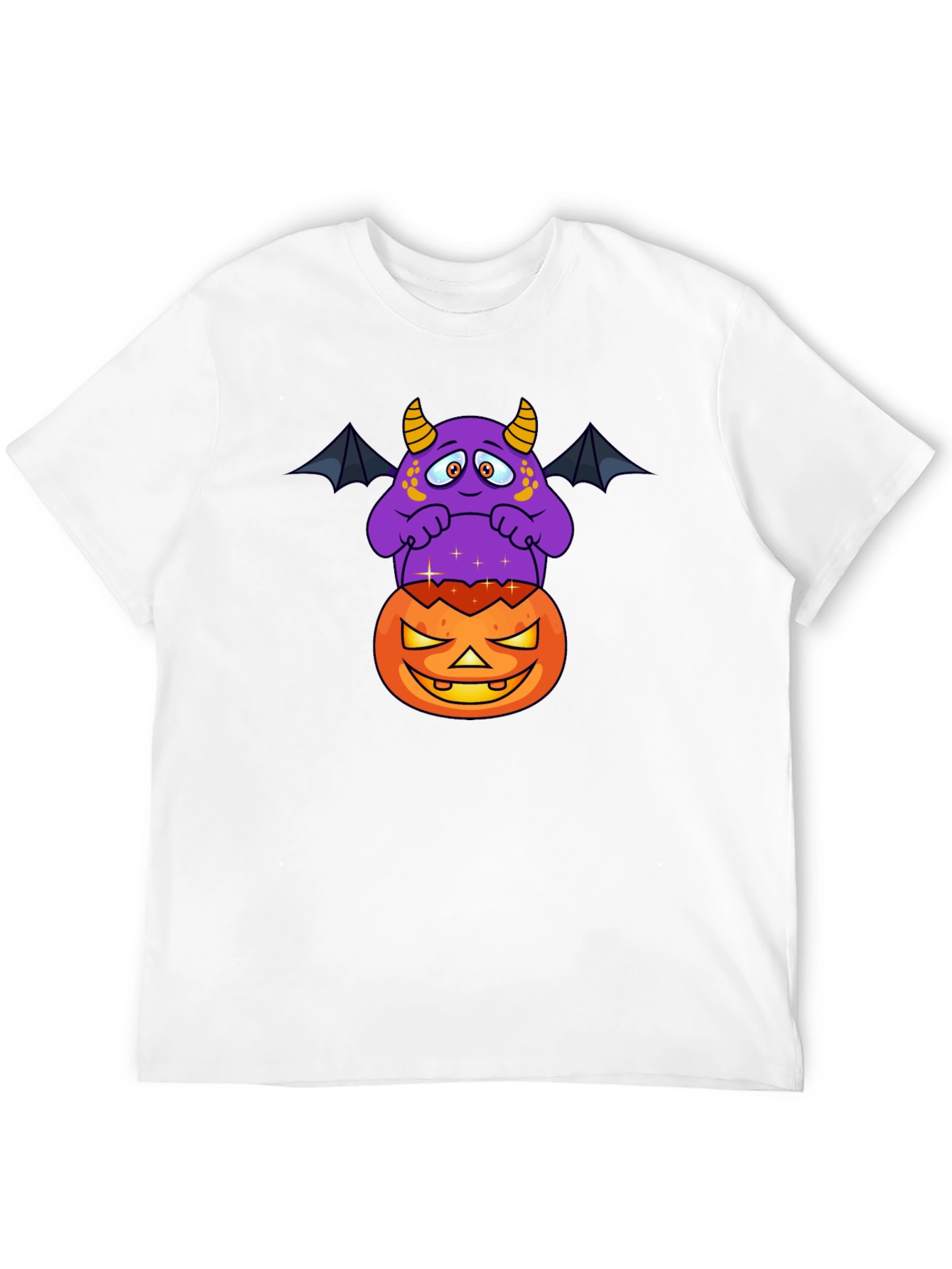 Halloween Monster on Pumpkin Graphic T-Shirt