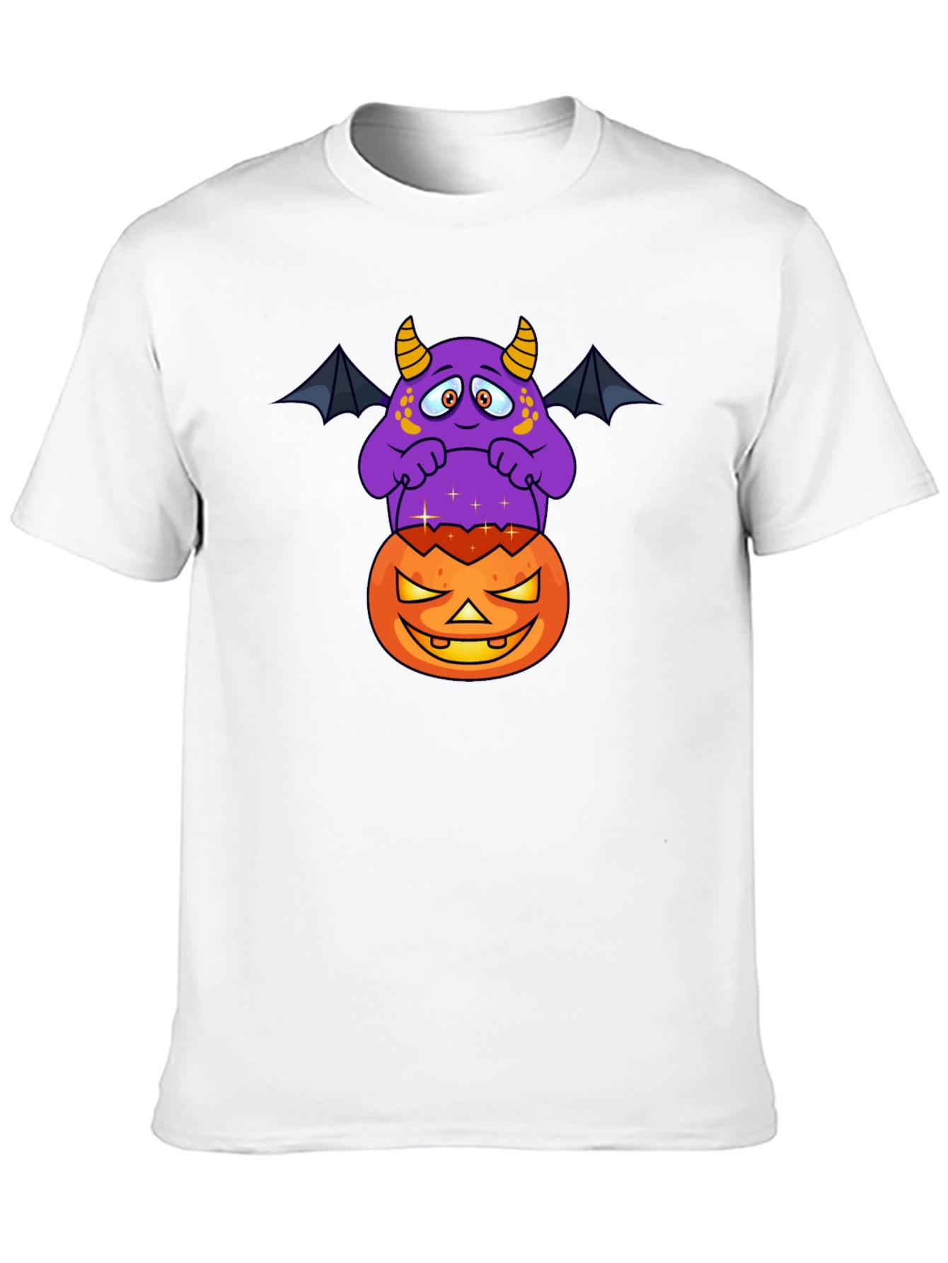 Halloween Monster on Pumpkin Graphic T-Shirt