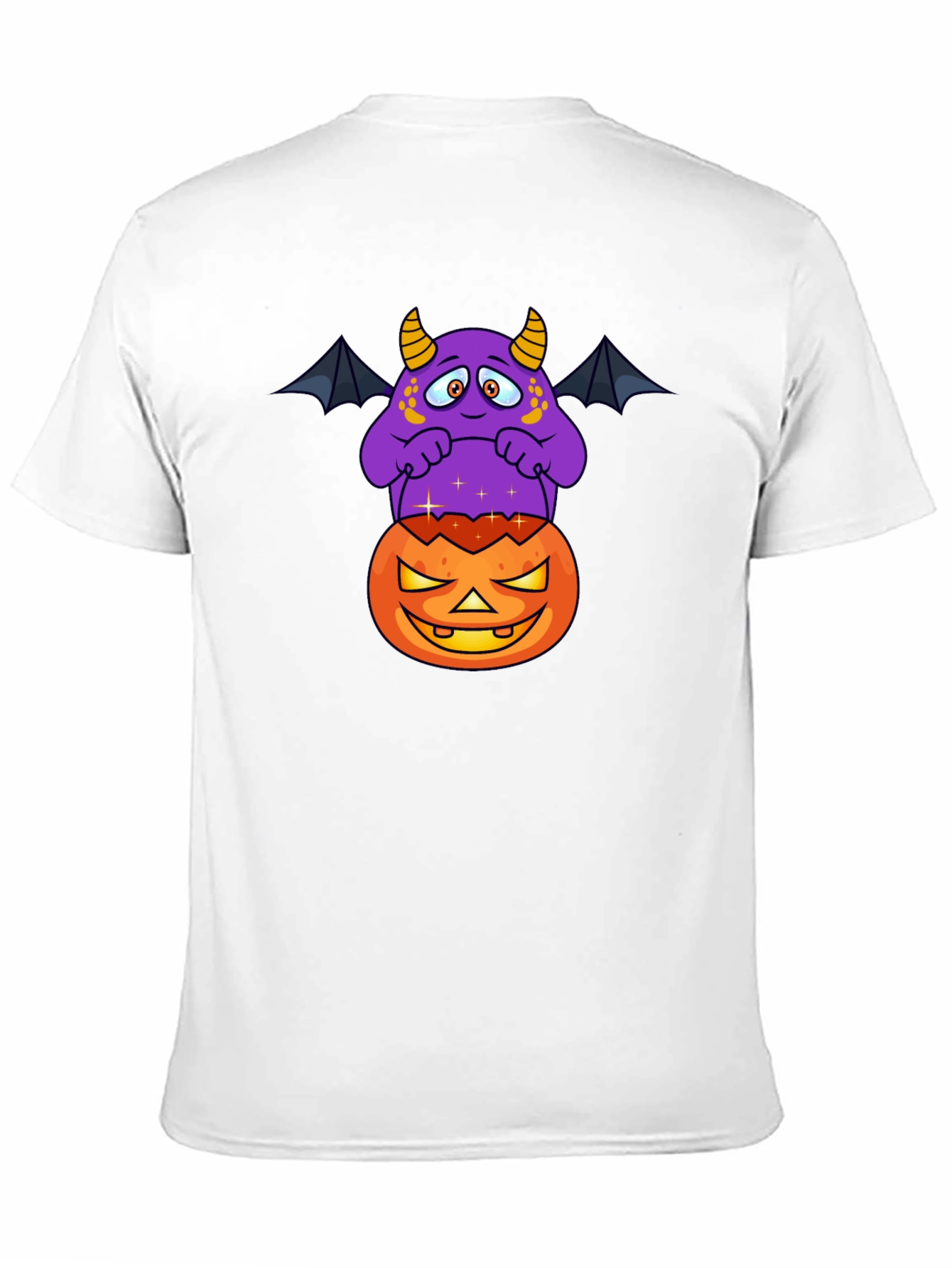 Halloween Monster on Pumpkin Graphic T-Shirt