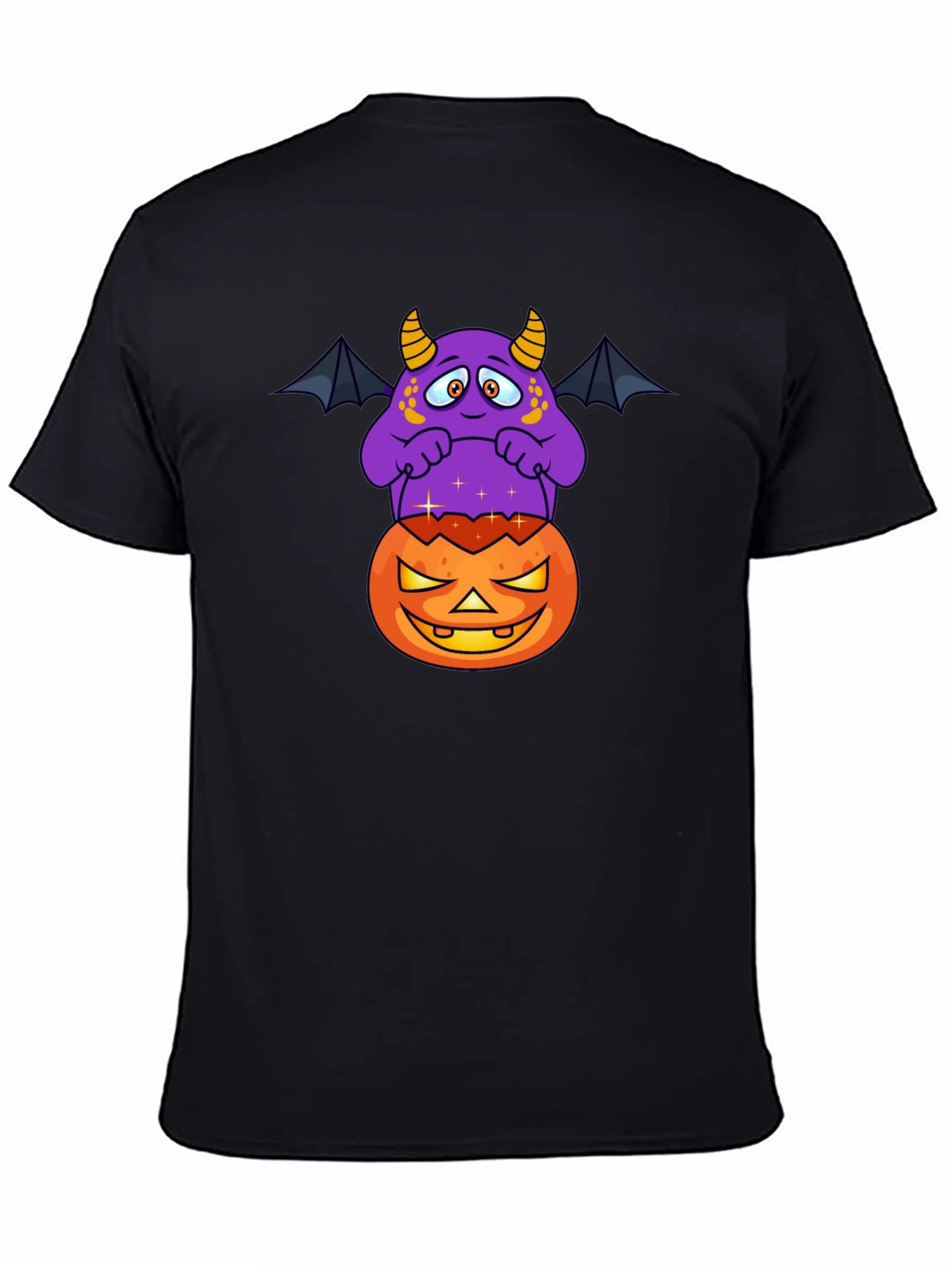 Halloween Monster on Pumpkin Graphic T-Shirt
