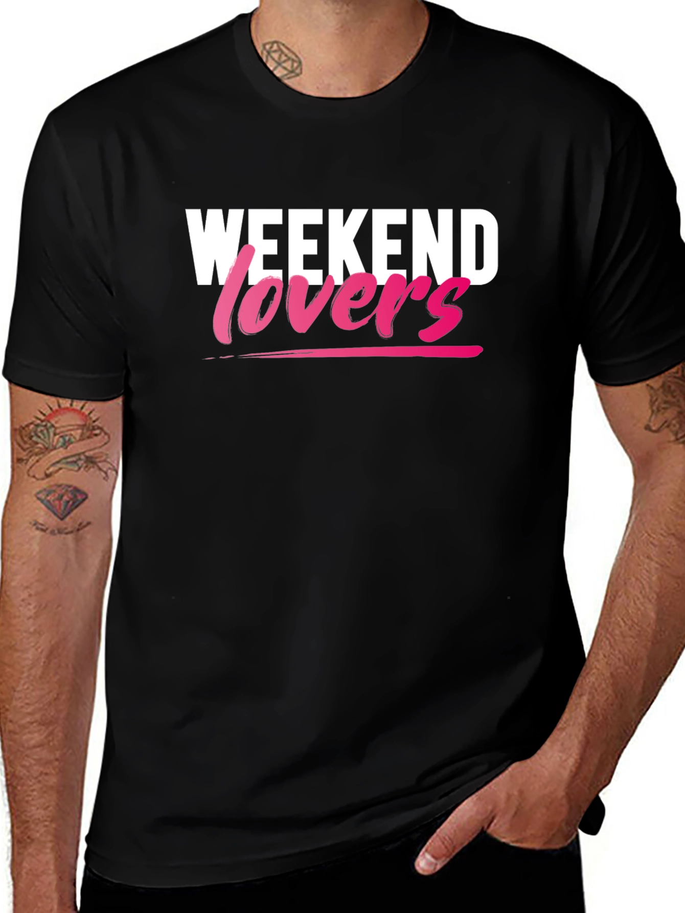 Weekend Lovers Graphic T-Shirt - Black