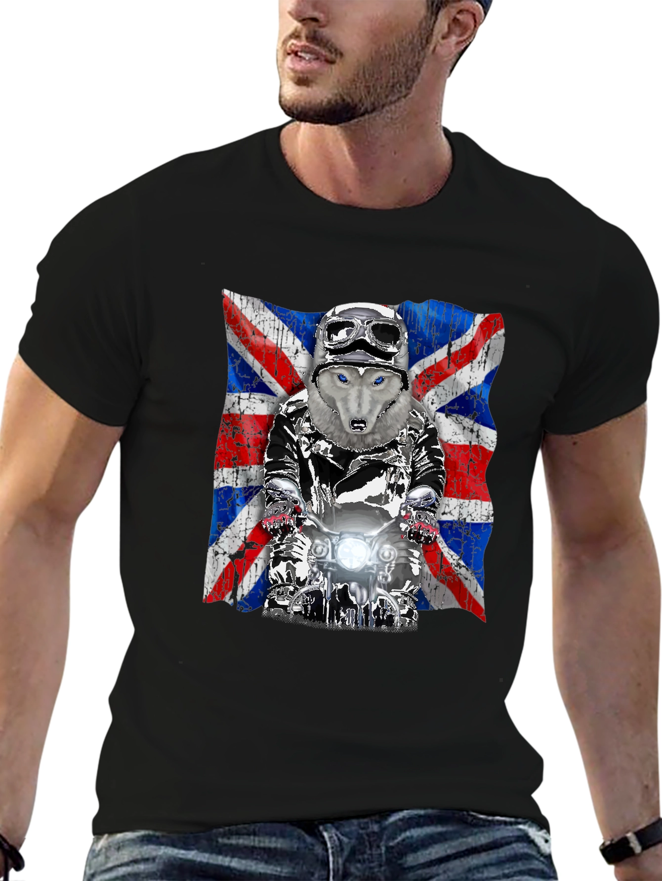 Wolf Rider Union Jack Graphic T-Shirt