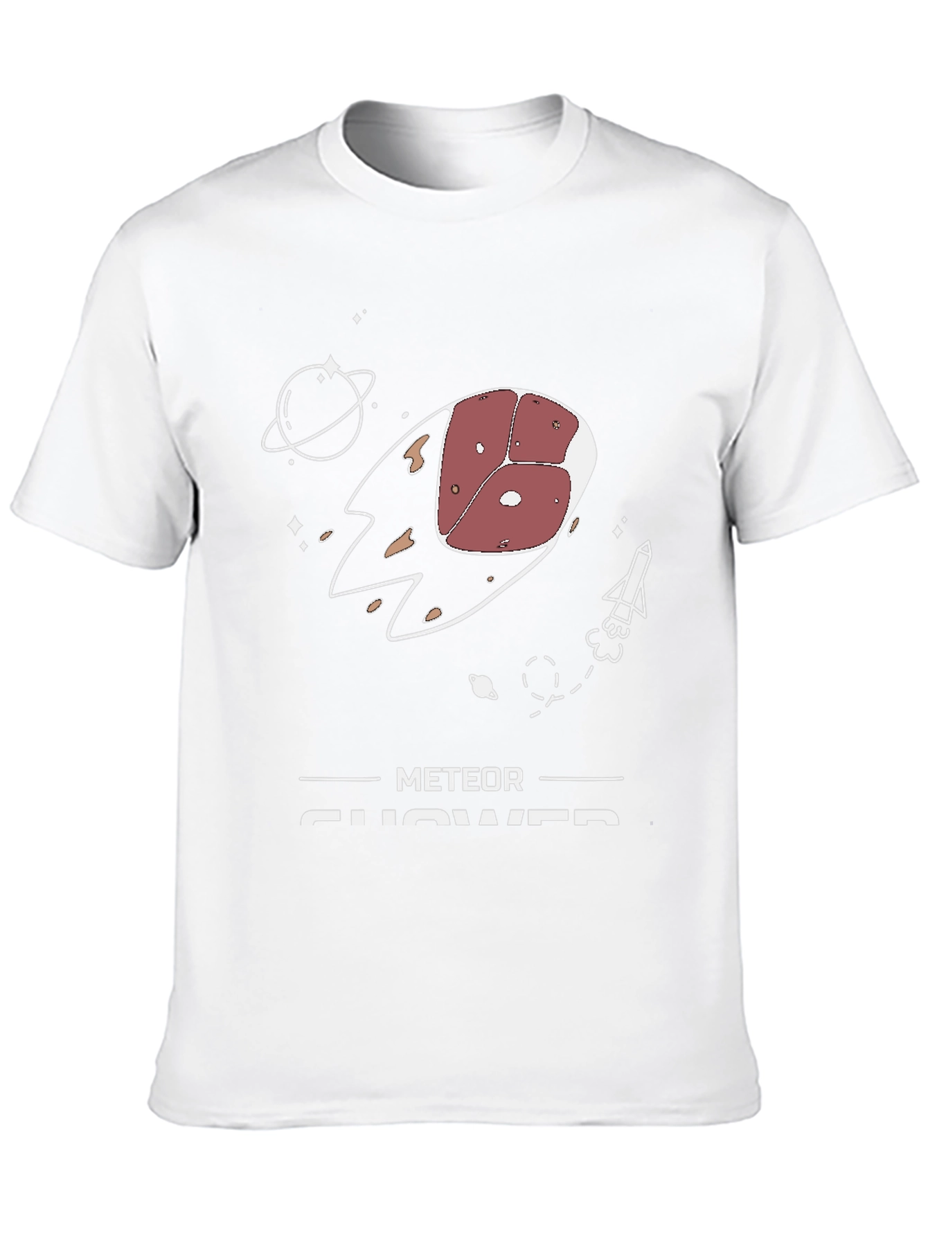 Meat-eor Shower T-Shirt - Funny Space Pun