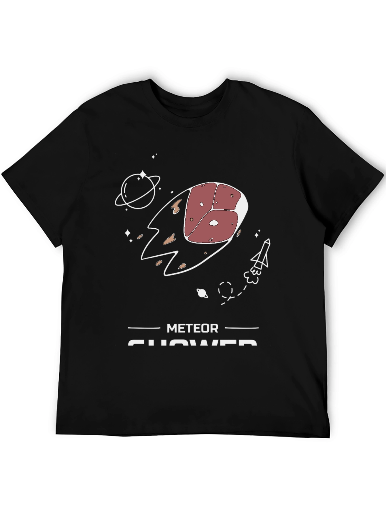 Meat-eor Shower T-Shirt - Funny Space Pun