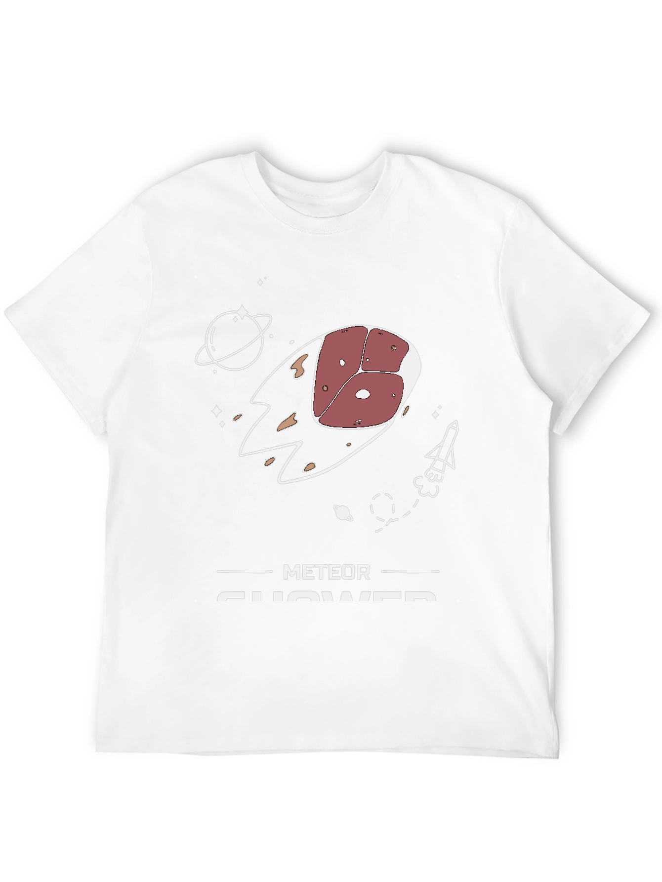 Meat-eor Shower T-Shirt - Funny Space Pun