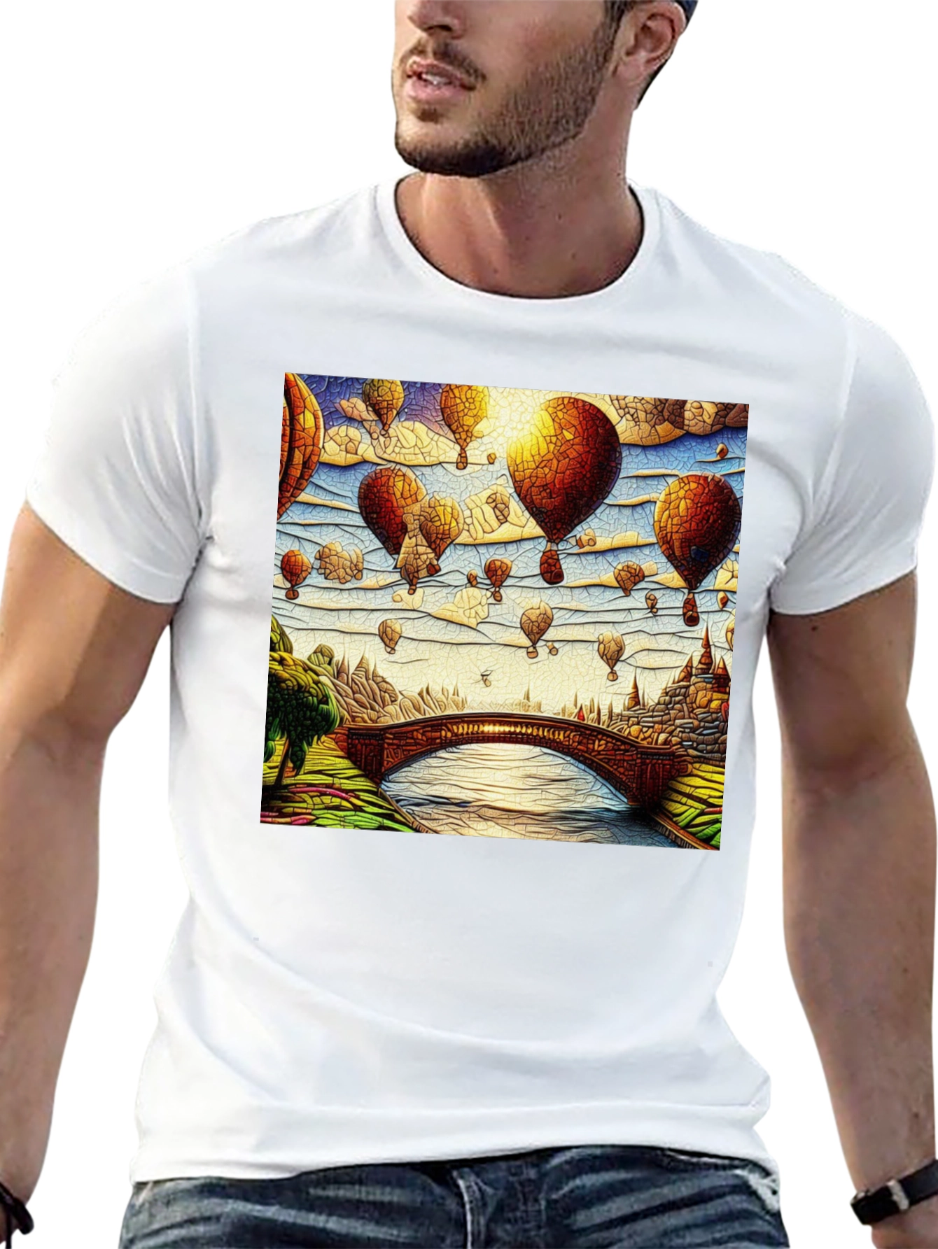 Fantasy Landscape Balloon Graphic T-Shirt