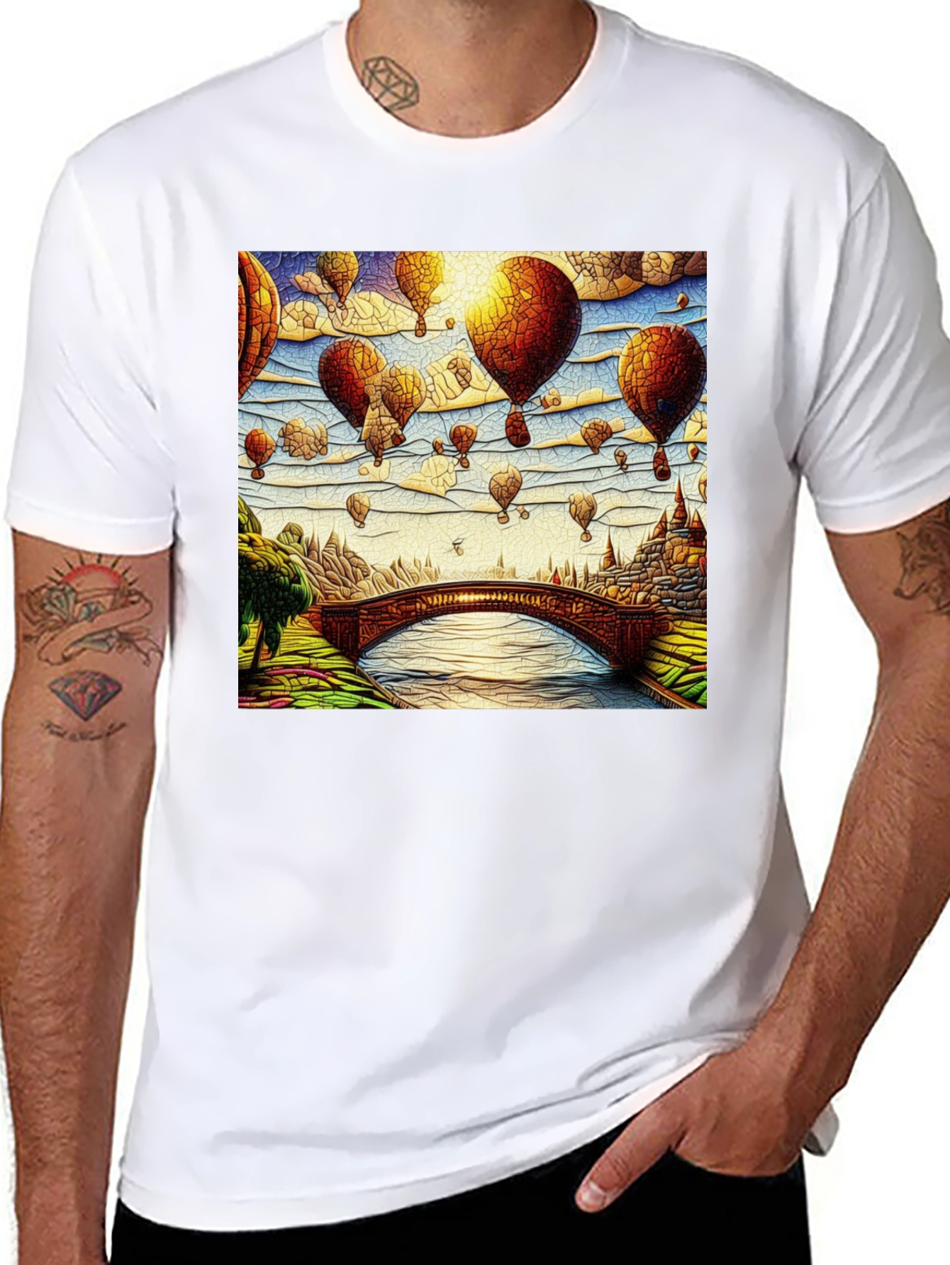 Fantasy Landscape Balloon Graphic T-Shirt