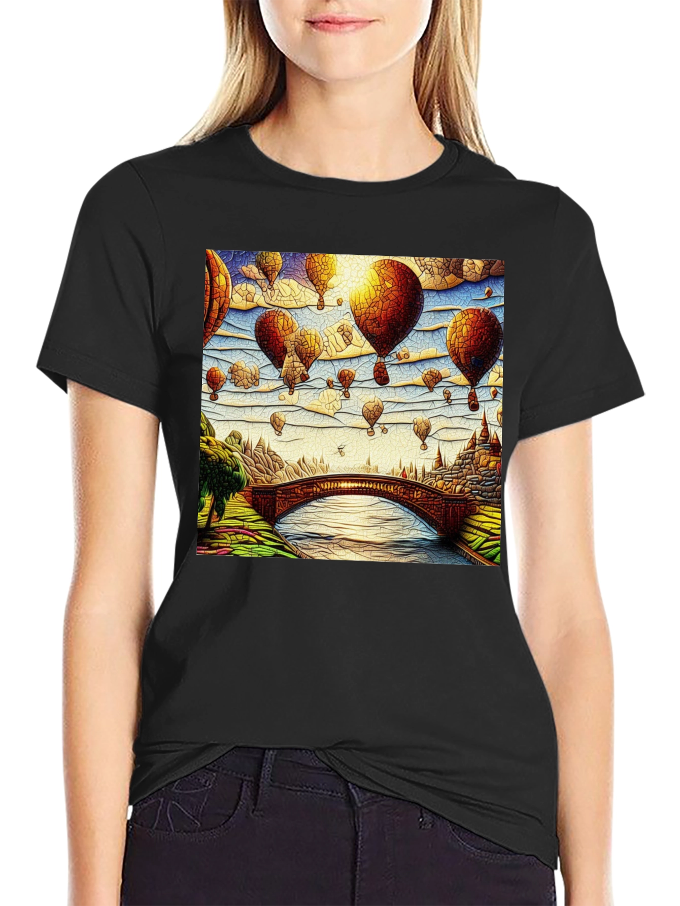 Fantasy Landscape Balloon Graphic T-Shirt