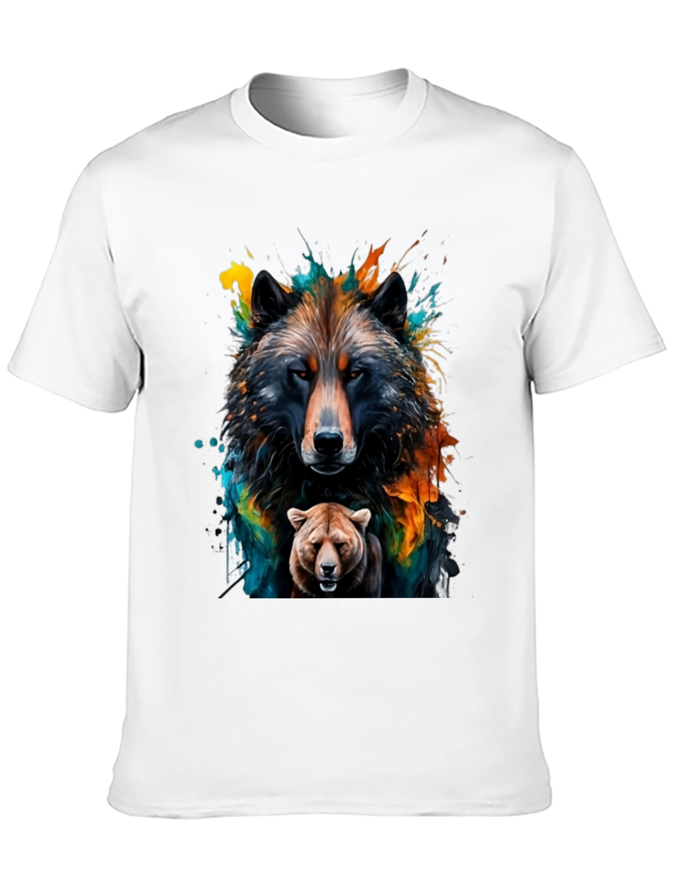 Wolf and Bear Graphic Black Tee