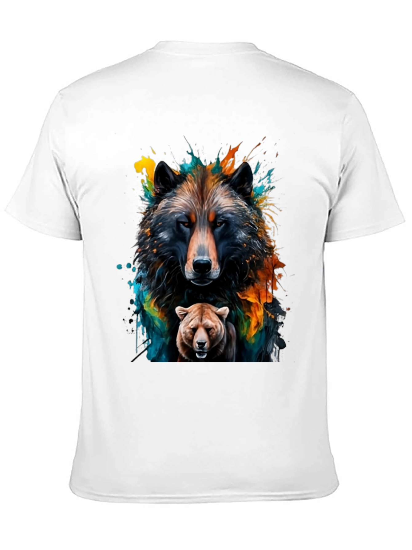 Wolf and Bear Graphic Black Tee