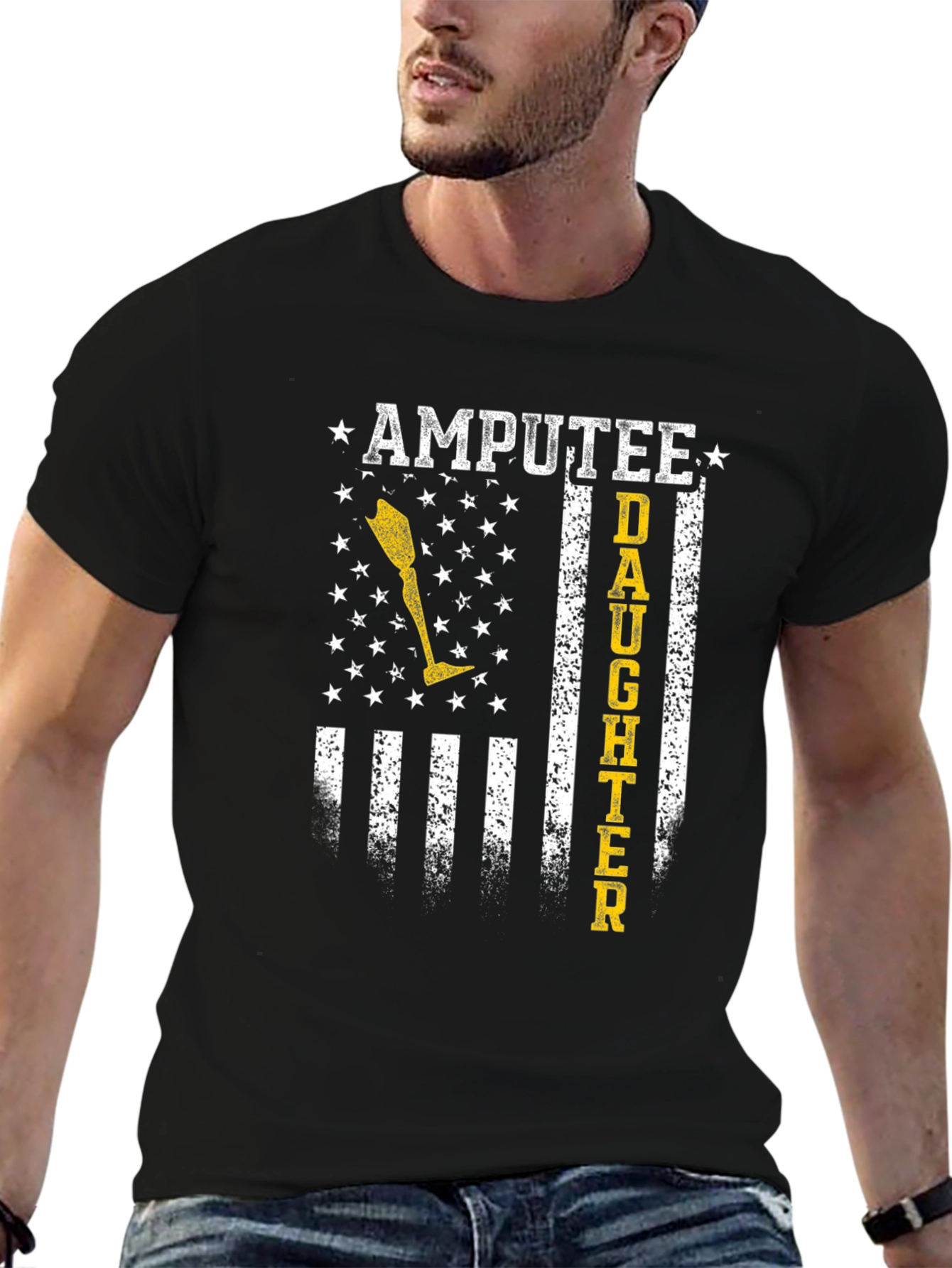 Amputee Daughter T-Shirt Patriotic Flag Design