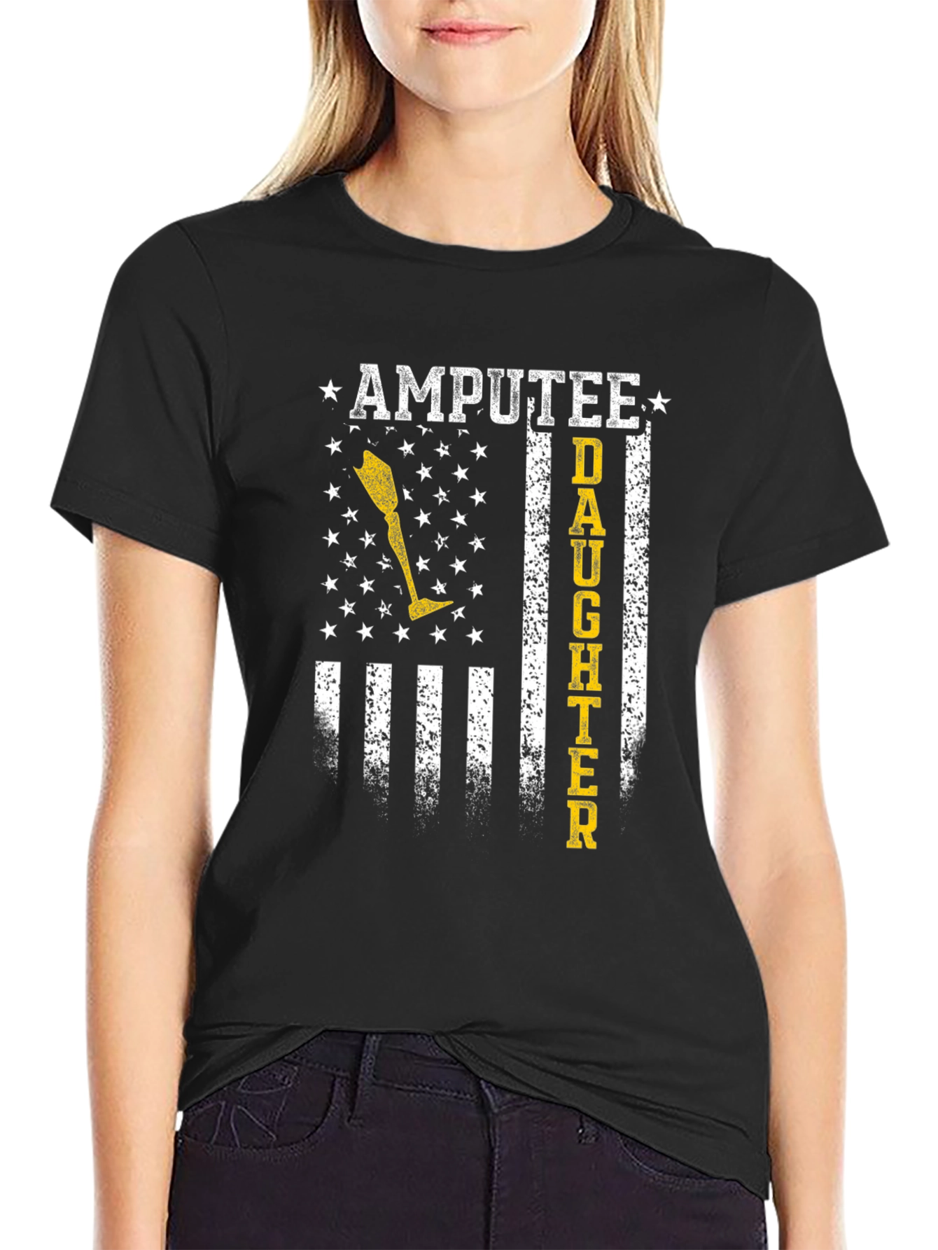Amputee Daughter T-Shirt Patriotic Flag Design