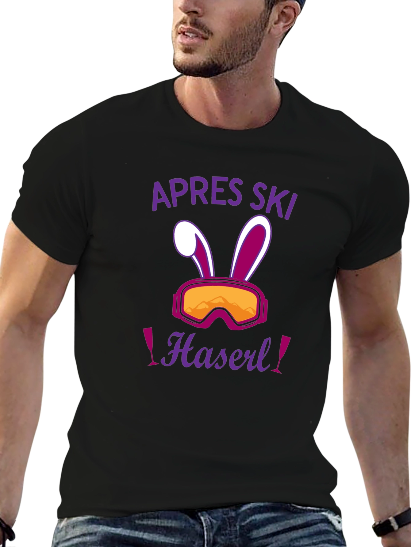 Apres Ski Haseri Easter Bunny Ski Goggles Black T-Shirt
