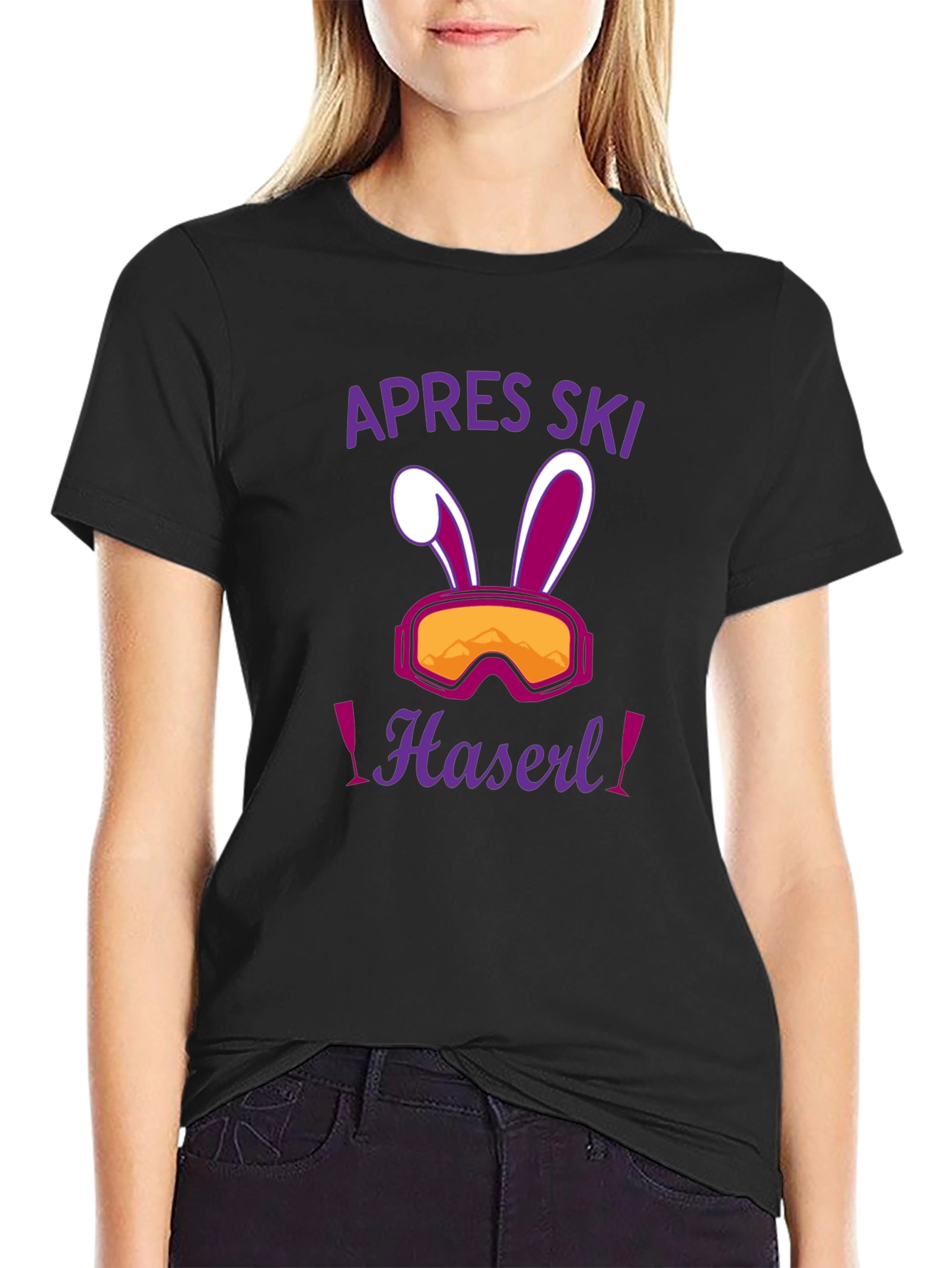 Apres Ski Haseri Easter Bunny Ski Goggles Black T-Shirt