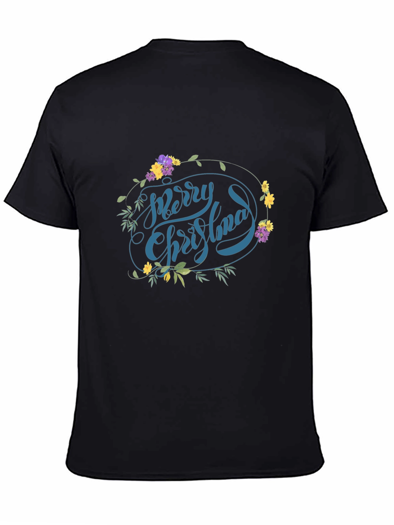 Festive Floral Merry Christmas Graphic Tee