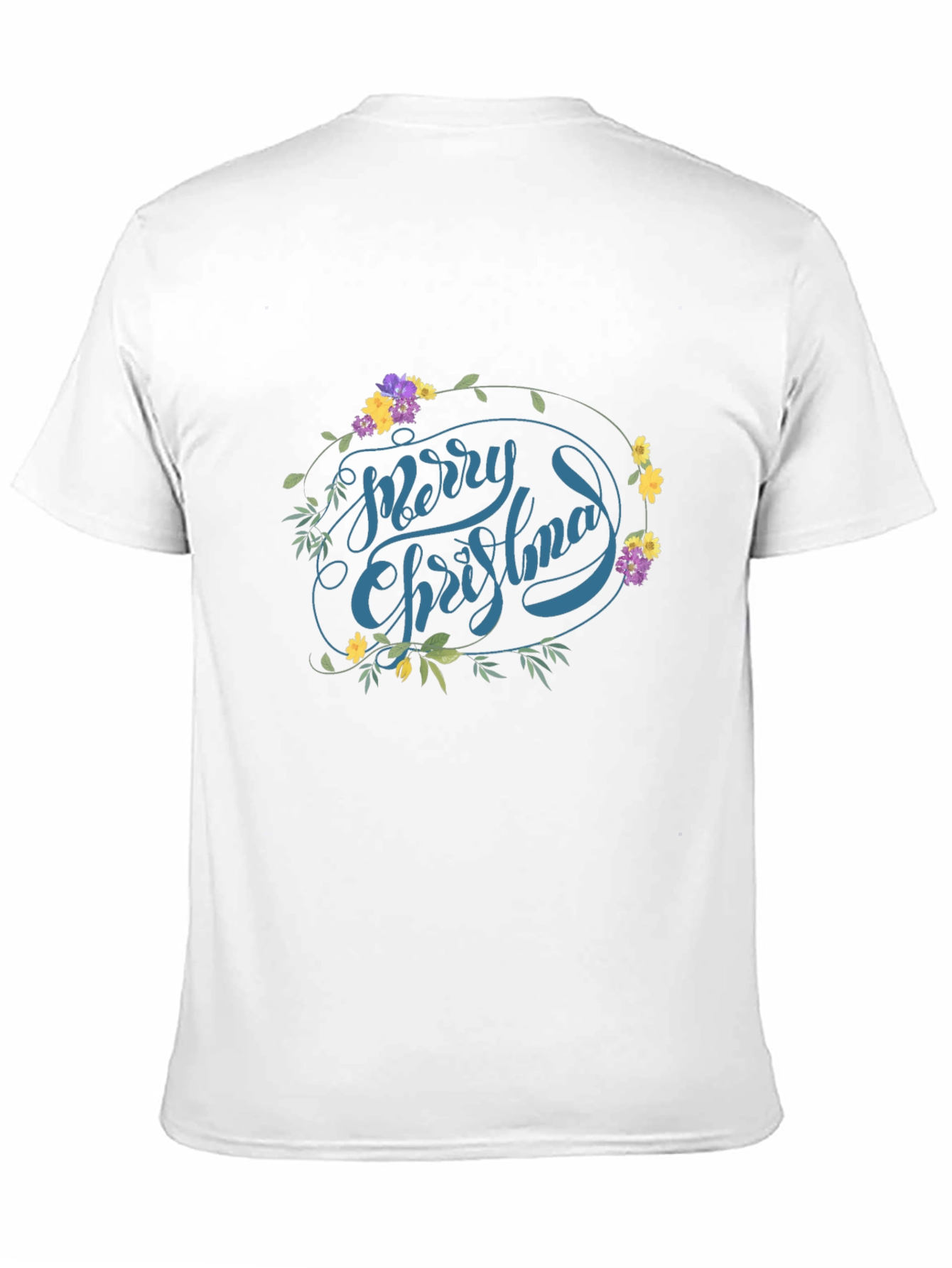 Festive Floral Merry Christmas Graphic Tee