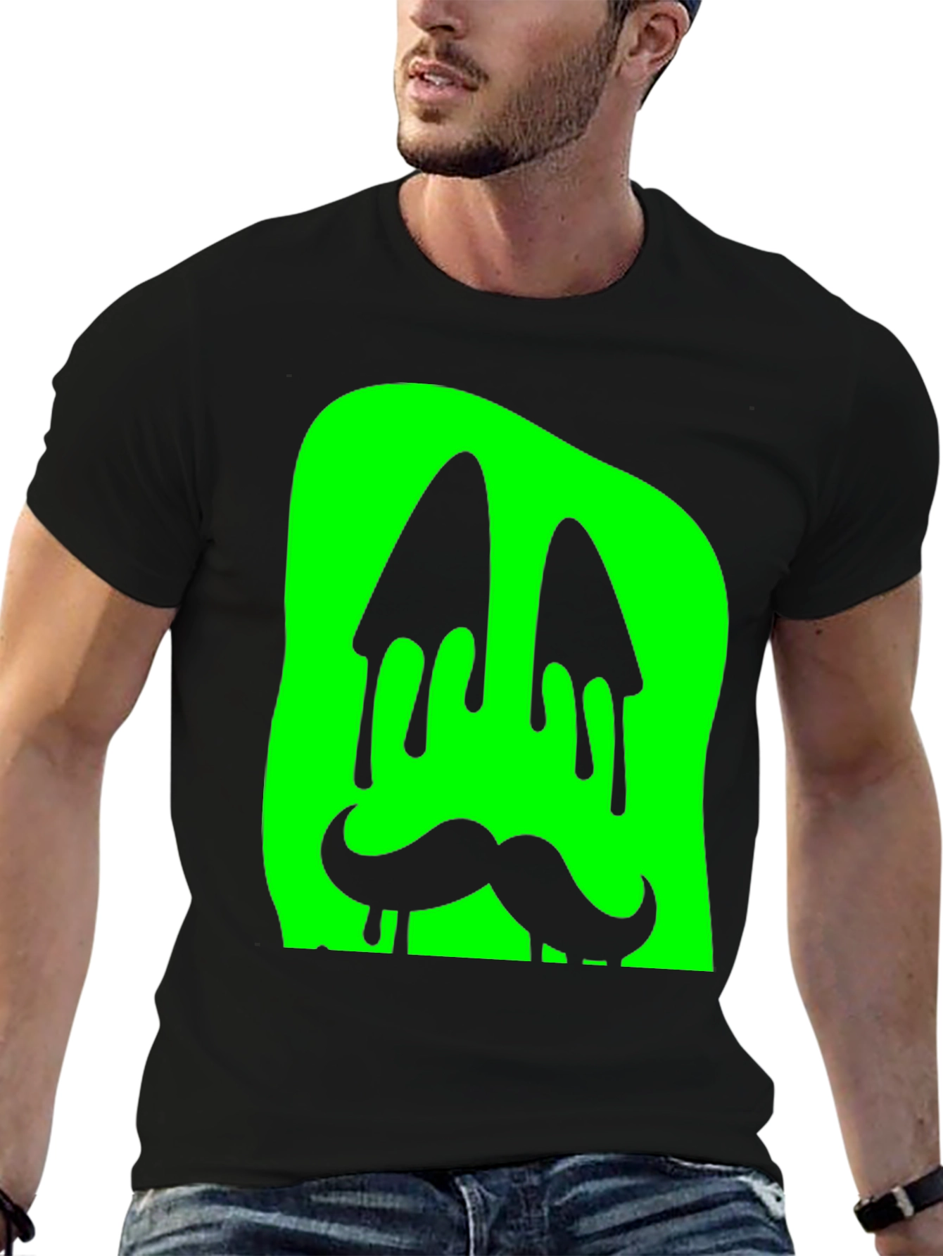Green Slime Monster Face Graphic T-Shirt
