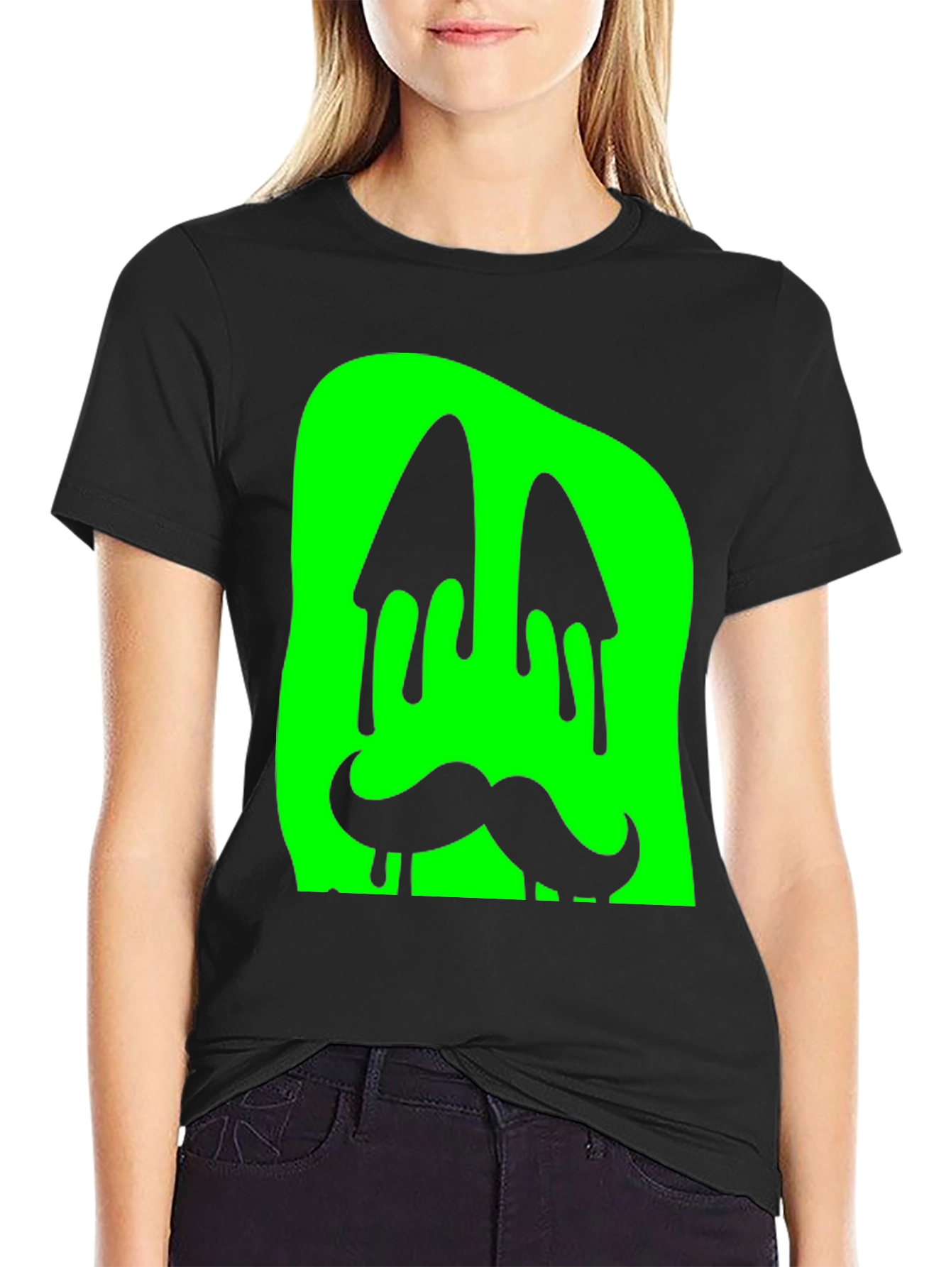 Green Slime Monster Face Graphic T-Shirt