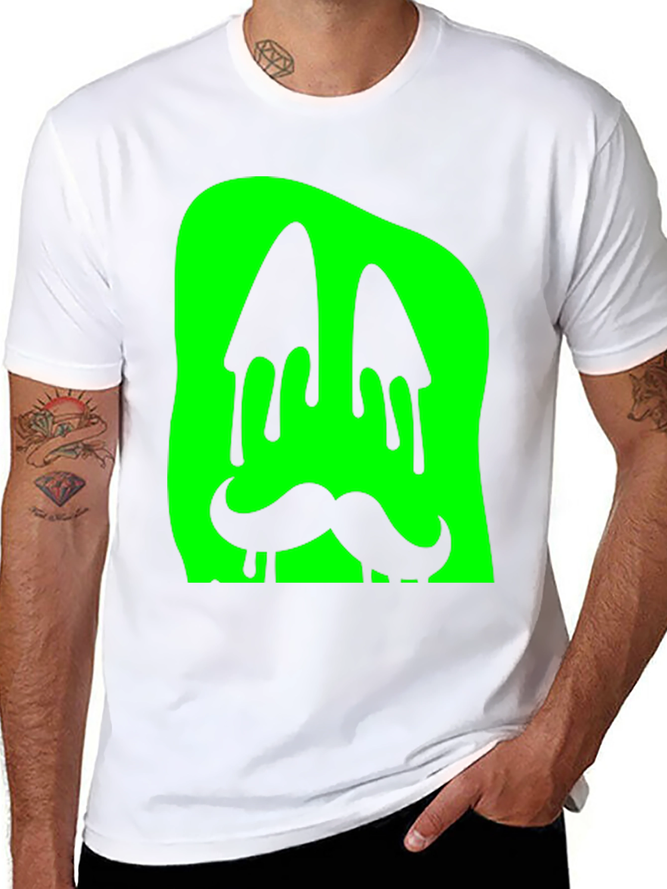 Green Slime Monster Face Graphic T-Shirt
