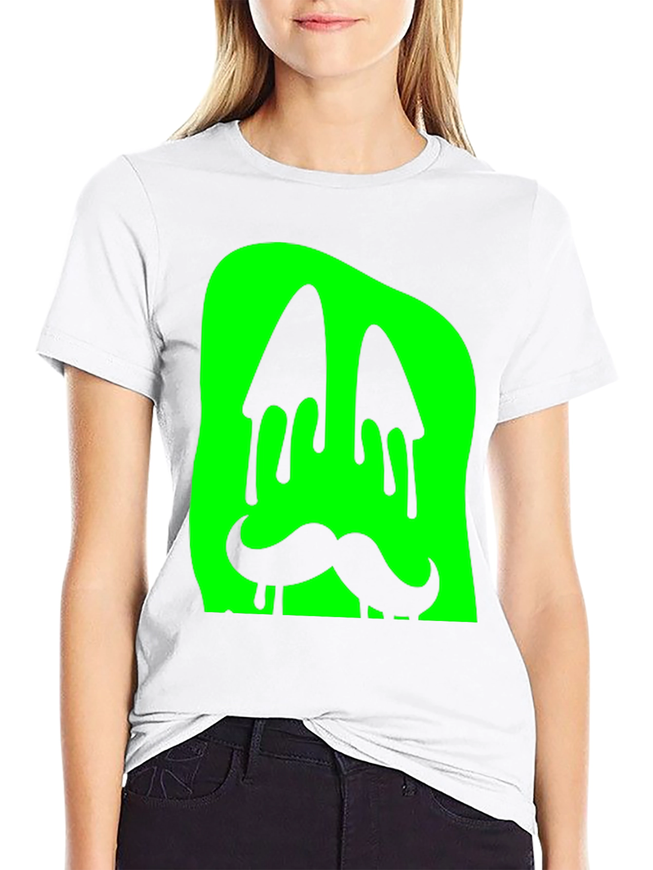 Green Slime Monster Face Graphic T-Shirt