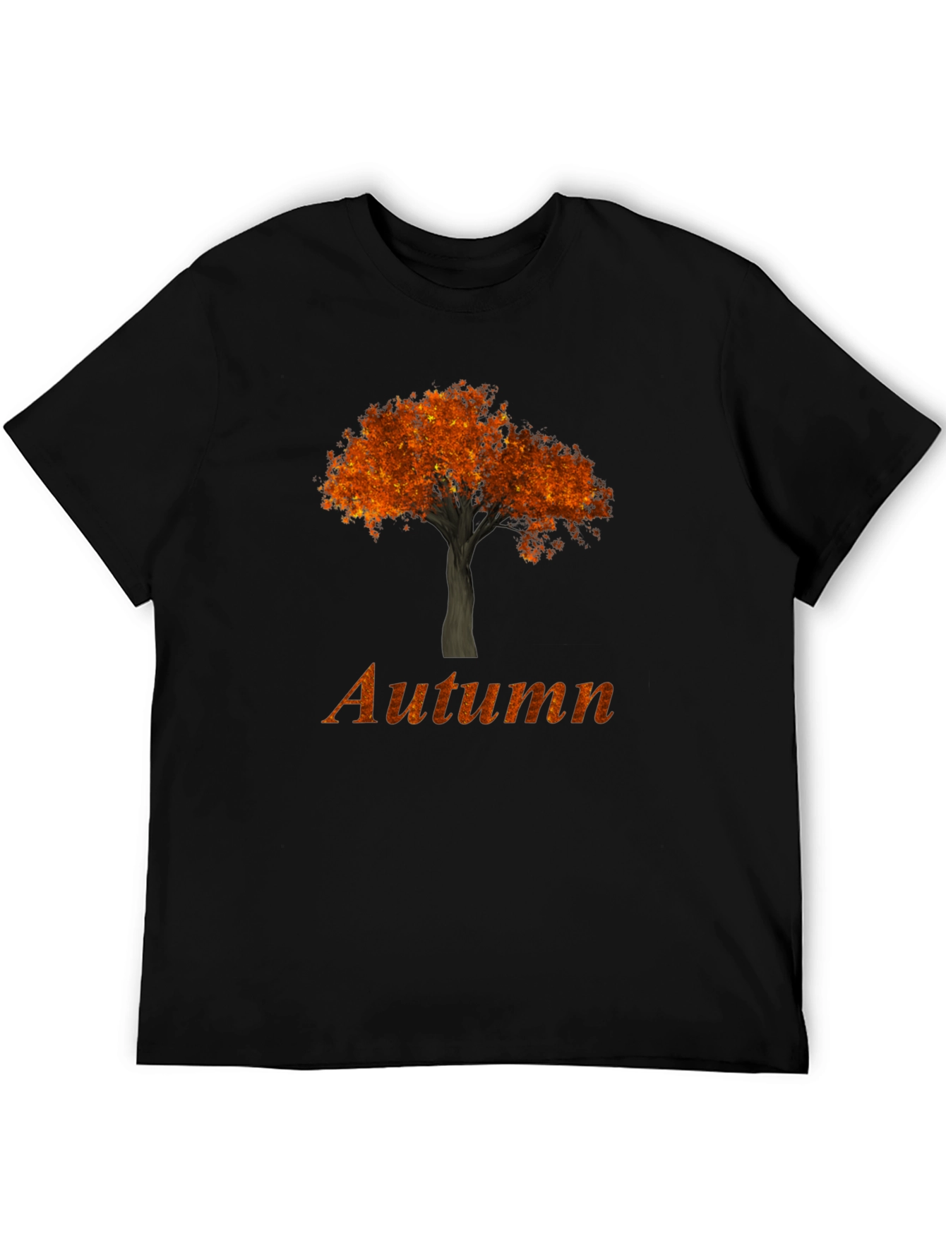 Autumn Tree Graphic Tee - Black Casual T-Shirt