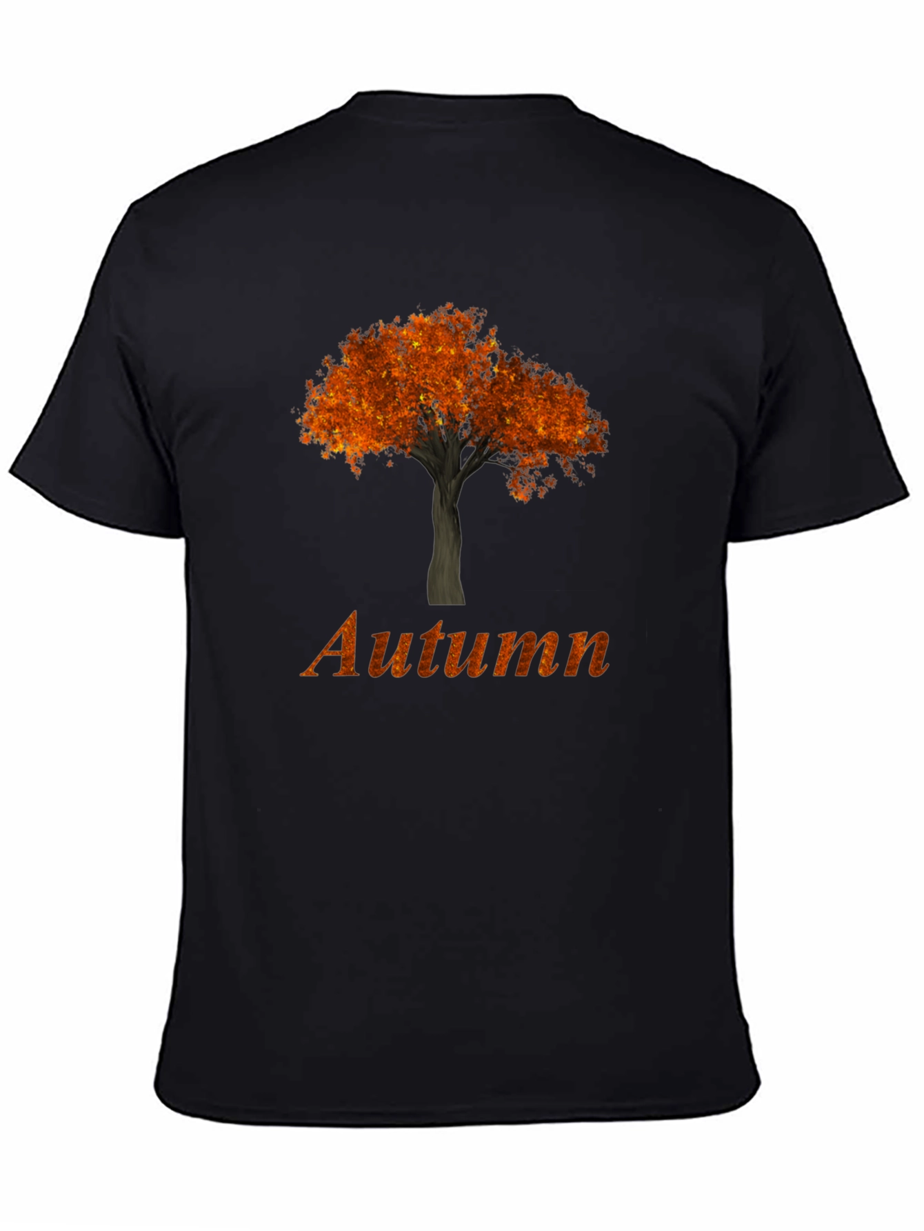 Autumn Tree Graphic Tee - Black Casual T-Shirt