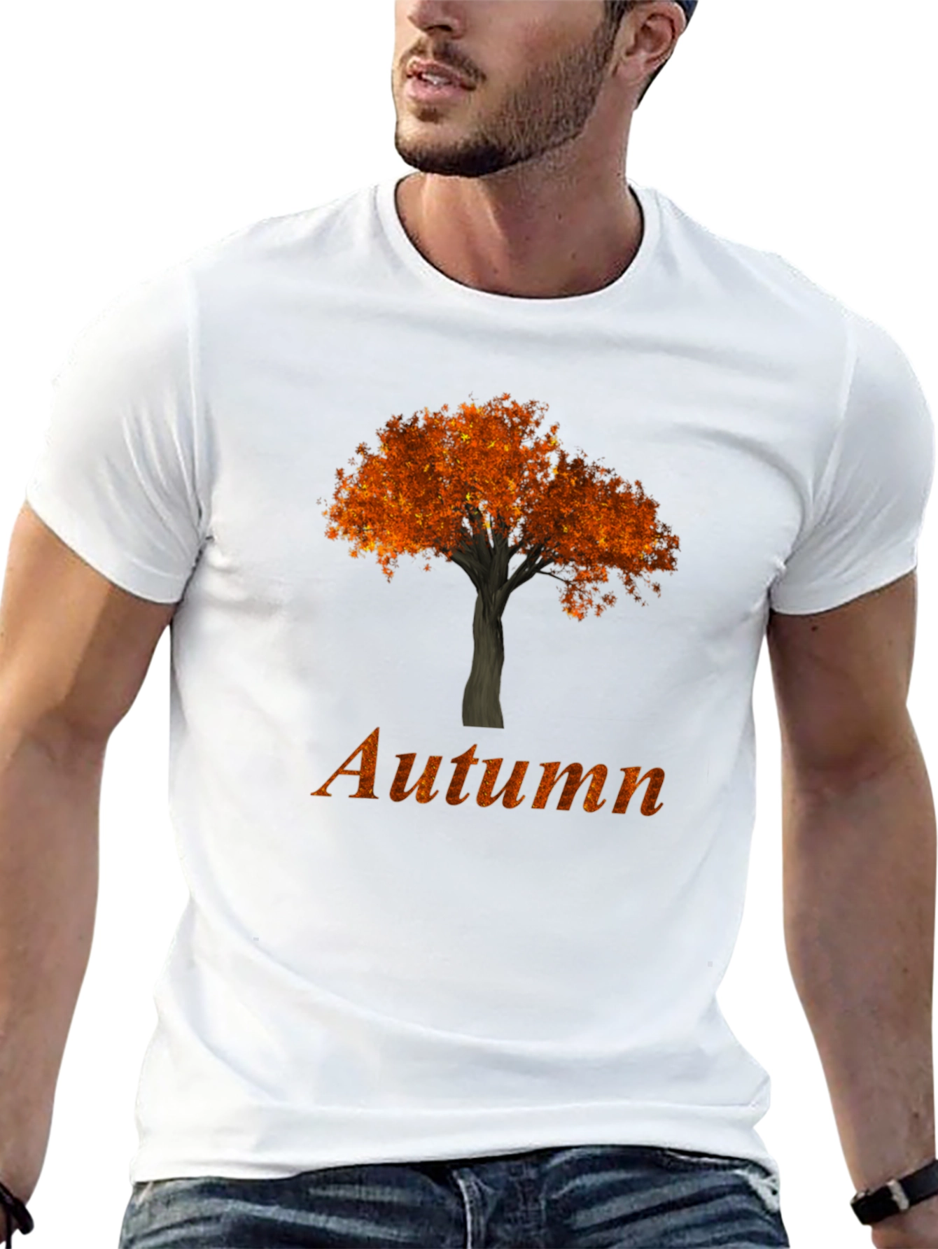 Autumn Tree Graphic Tee - Black Casual T-Shirt