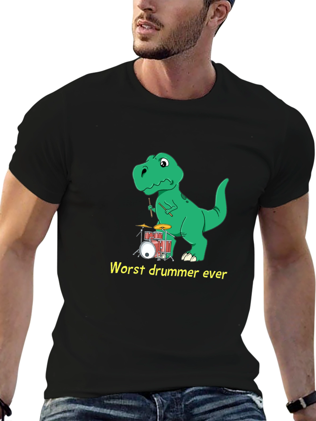 Dinosaur Drummer T-Shirt: Humorous Tee