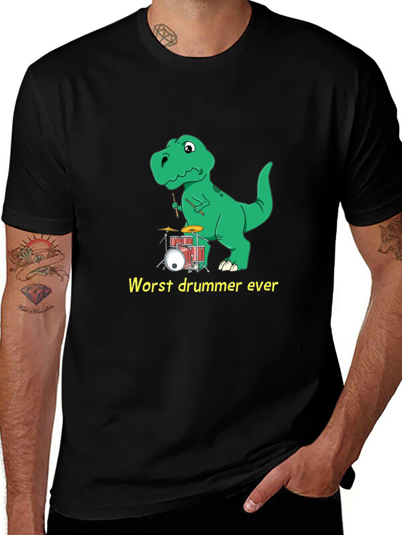 Dinosaur Drummer T-Shirt: Humorous Tee