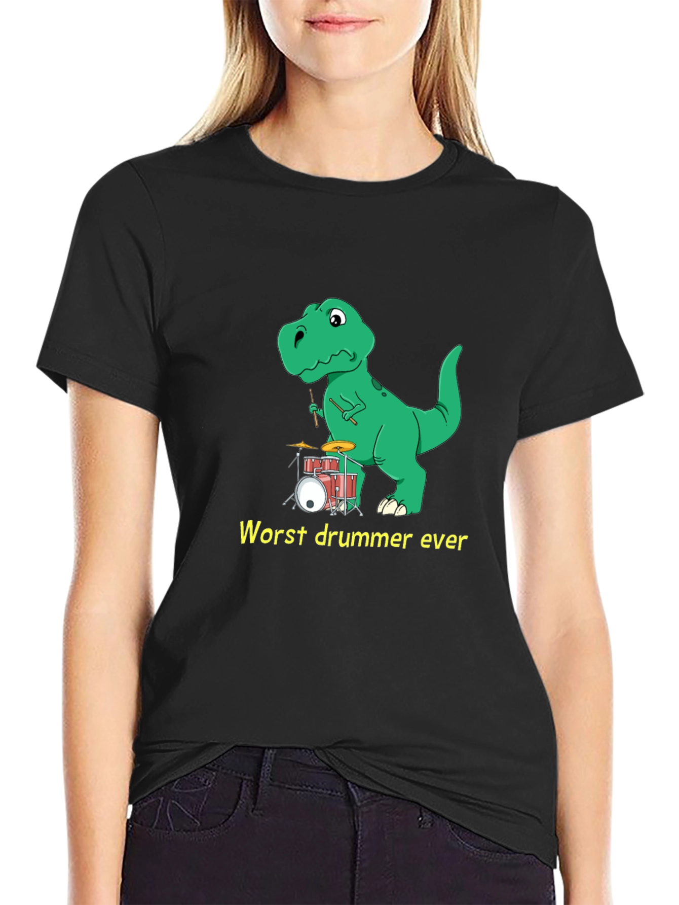 Dinosaur Drummer T-Shirt: Humorous Tee