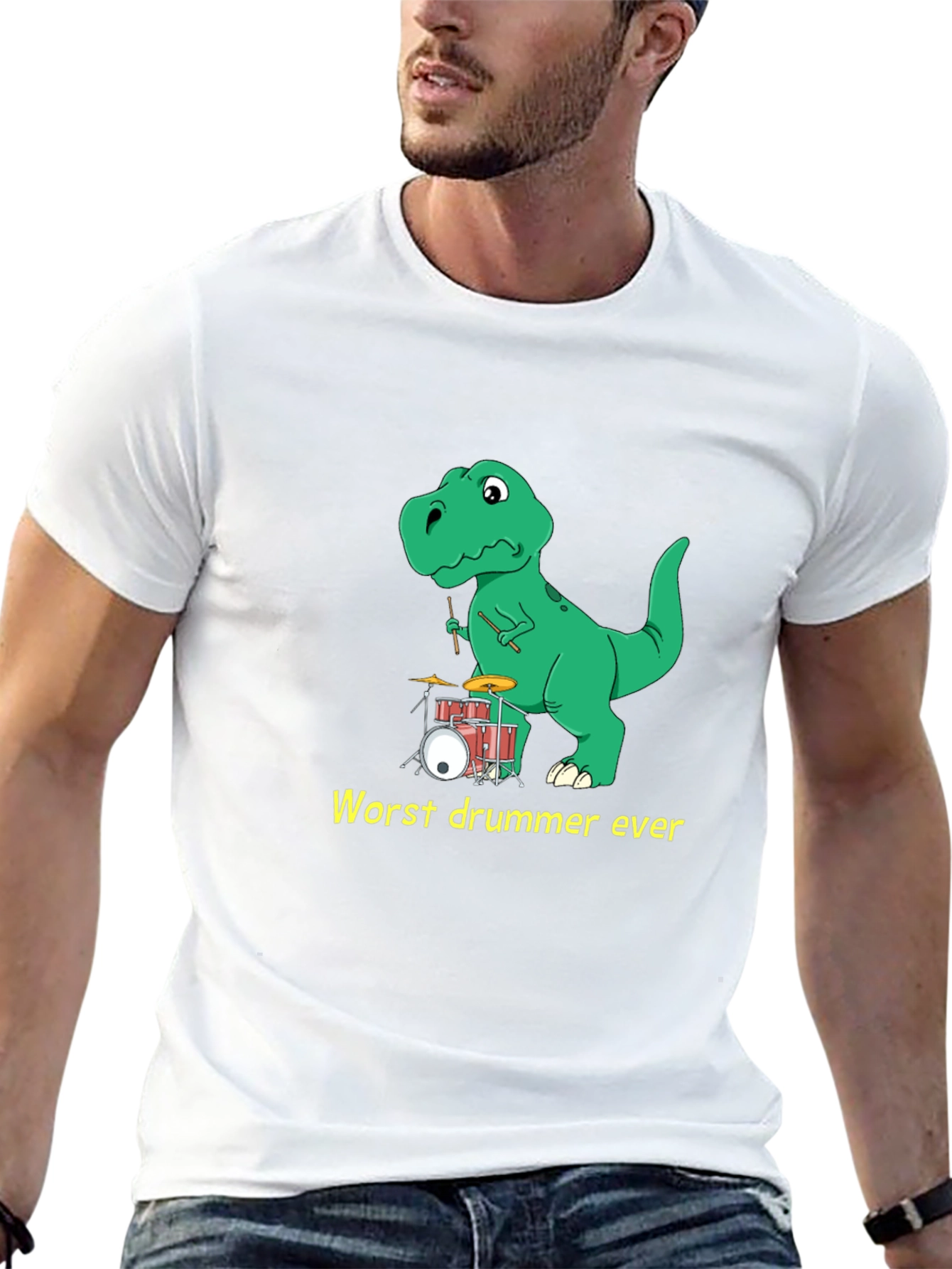 Dinosaur Drummer T-Shirt: Humorous Tee