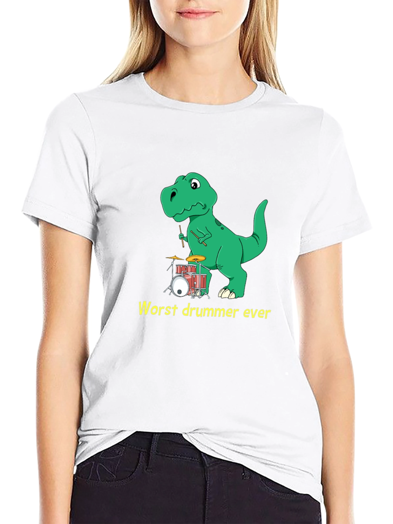 Dinosaur Drummer T-Shirt: Humorous Tee