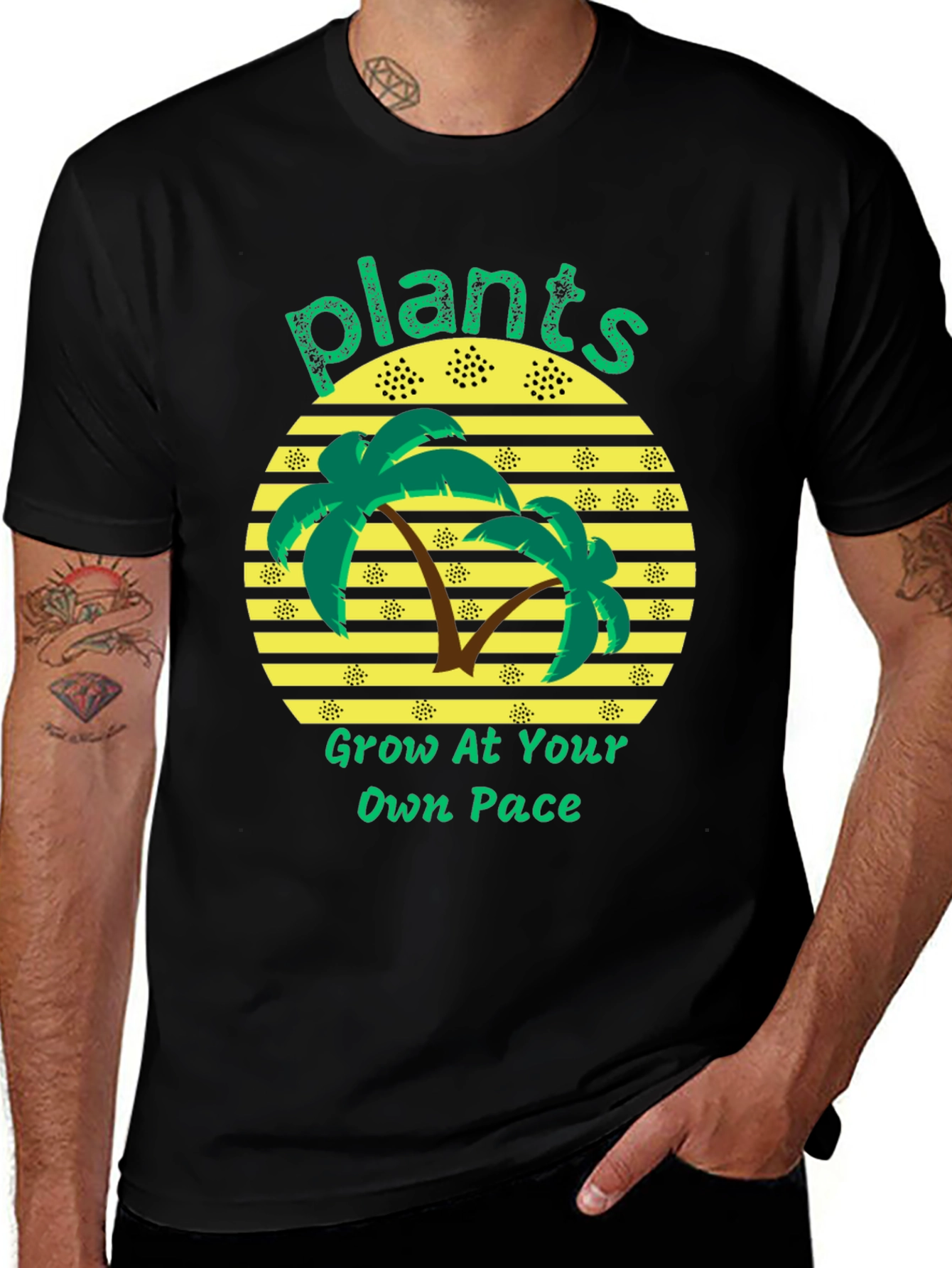 Plants Grow At Your Own Pace Black T-Shirt