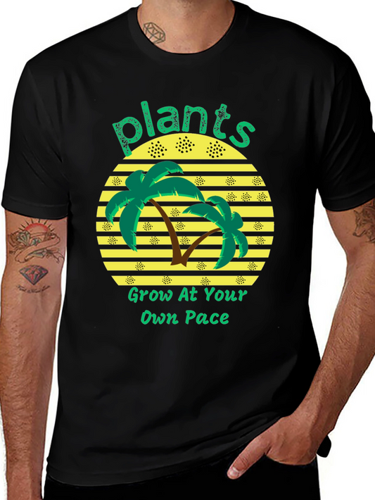 Plants Grow At Your Own Pace Black T-Shirt