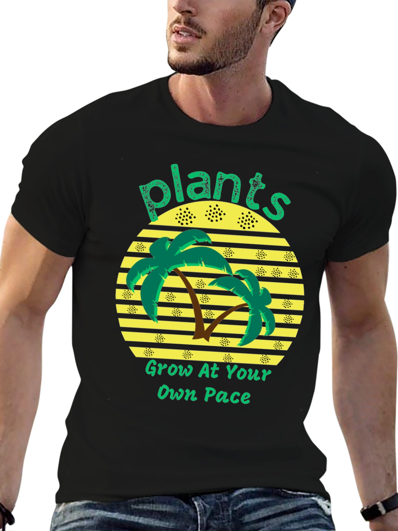 Plants Grow At Your Own Pace Black T-Shirt