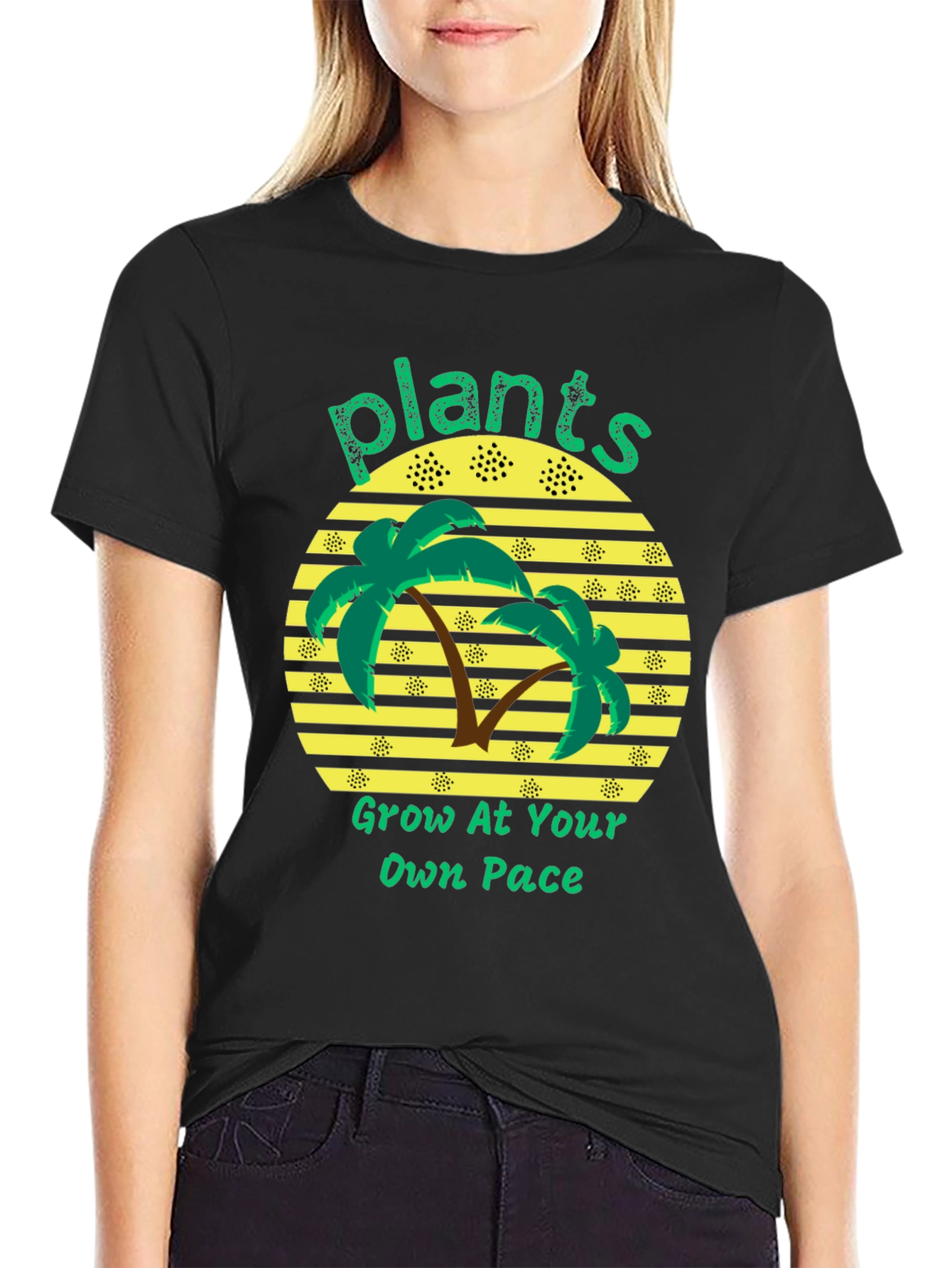 Plants Grow At Your Own Pace Black T-Shirt