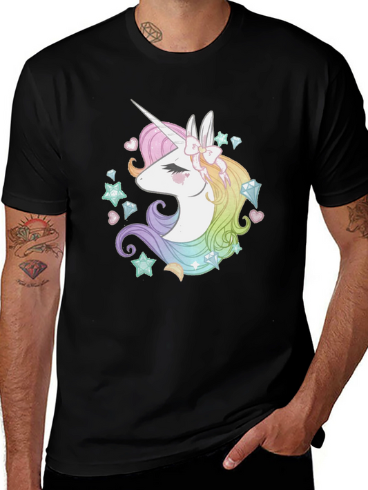 Magical Unicorn Graphic Tee - Black Cotton Comfort