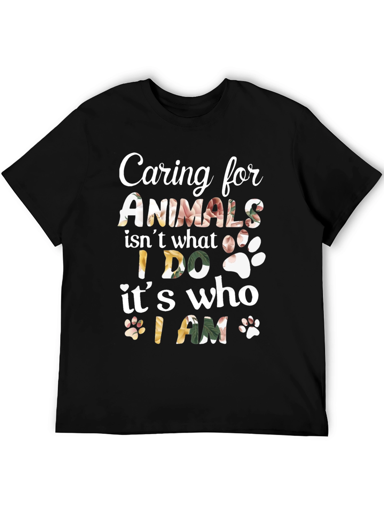 Caring for Animals Floral Print T-Shirt