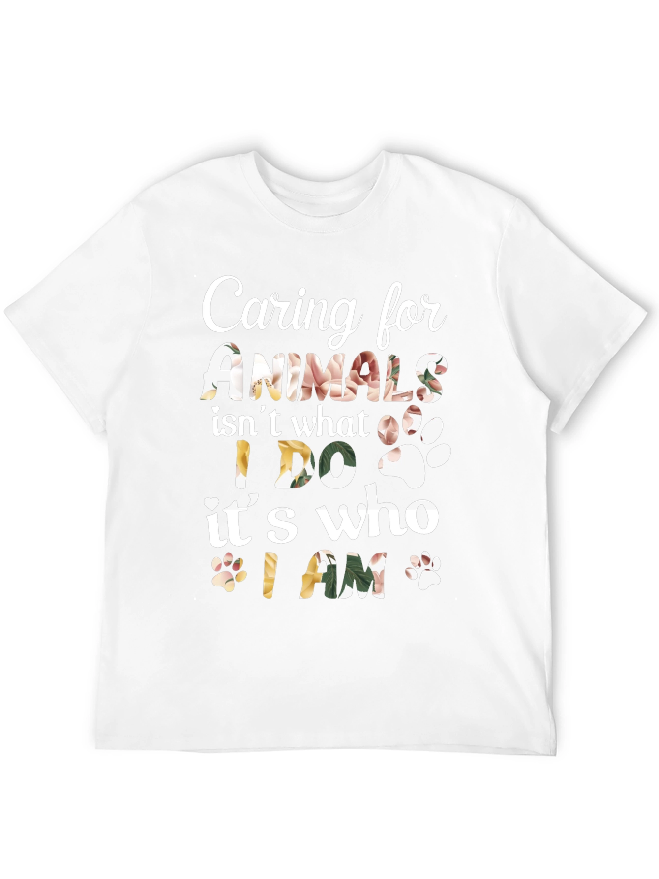 Caring for Animals Floral Print T-Shirt