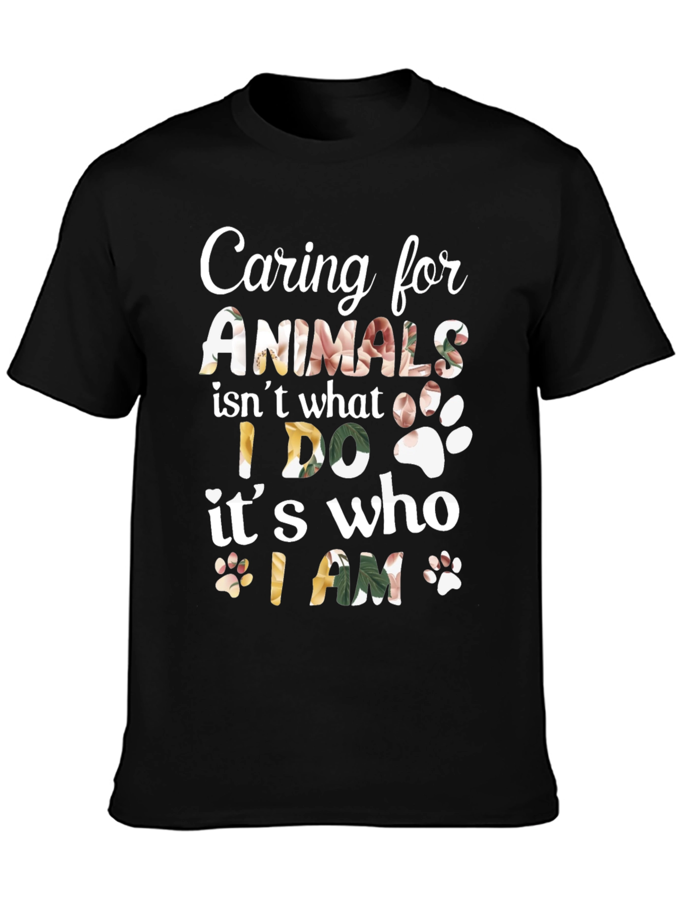 Caring for Animals Floral Print T-Shirt