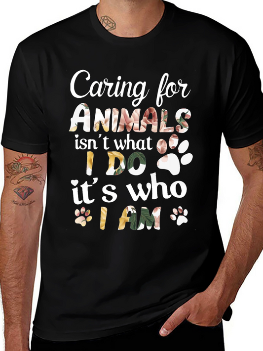Caring for Animals Floral Print T-Shirt