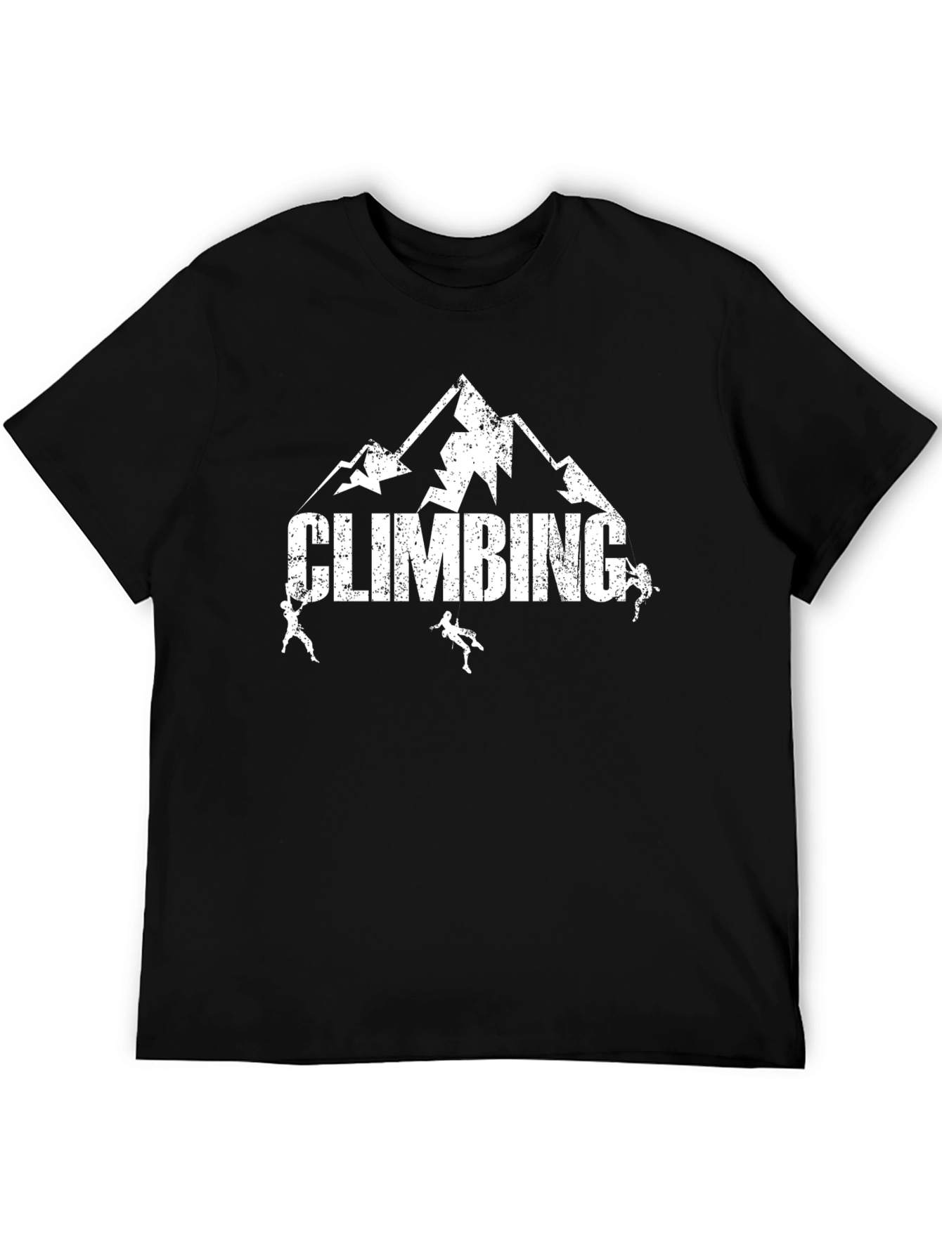 Climbing Mountain Graphic Tee - Black Cotton Casual Shirt