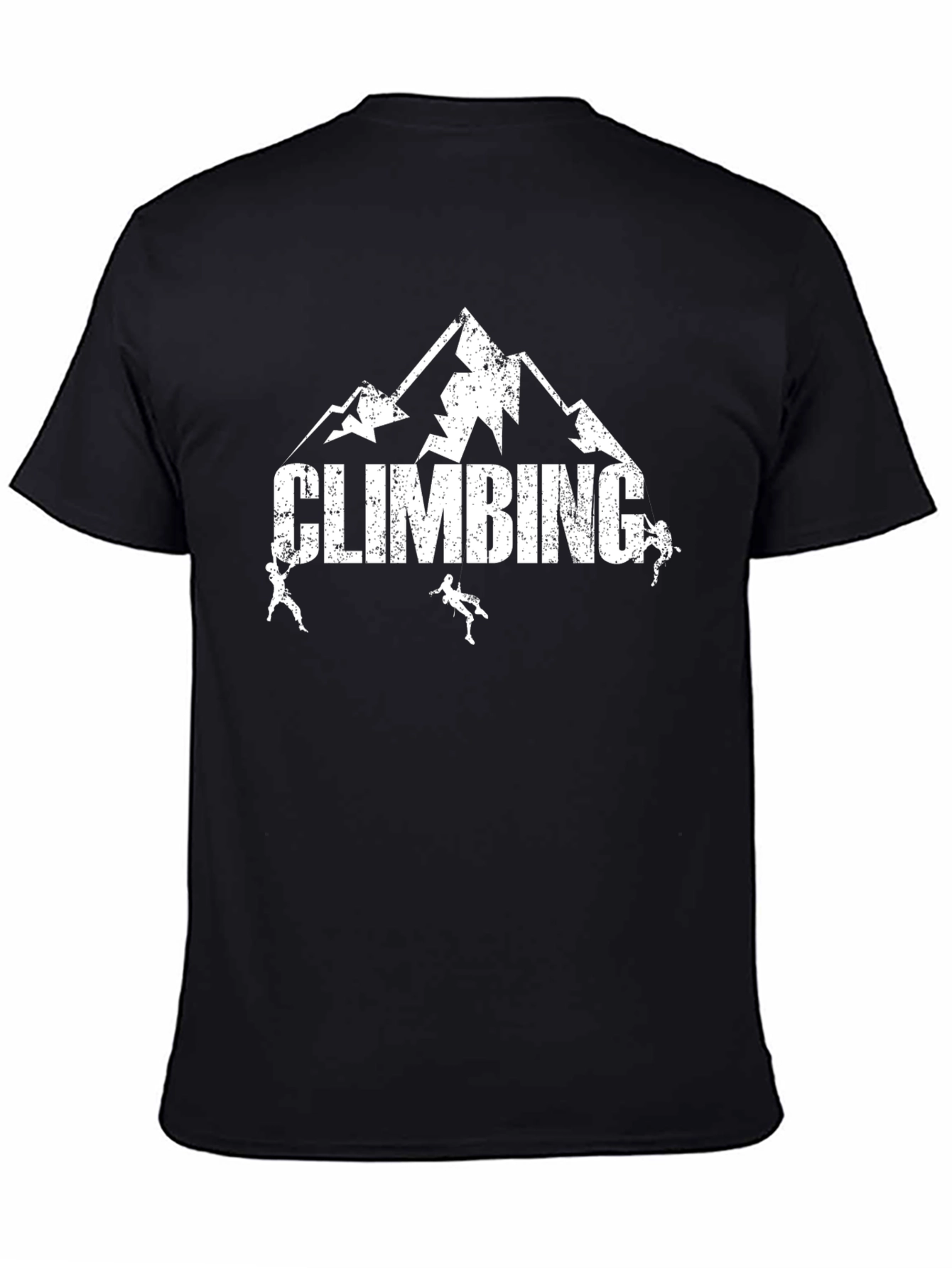 Climbing Mountain Graphic Tee - Black Cotton Casual Shirt
