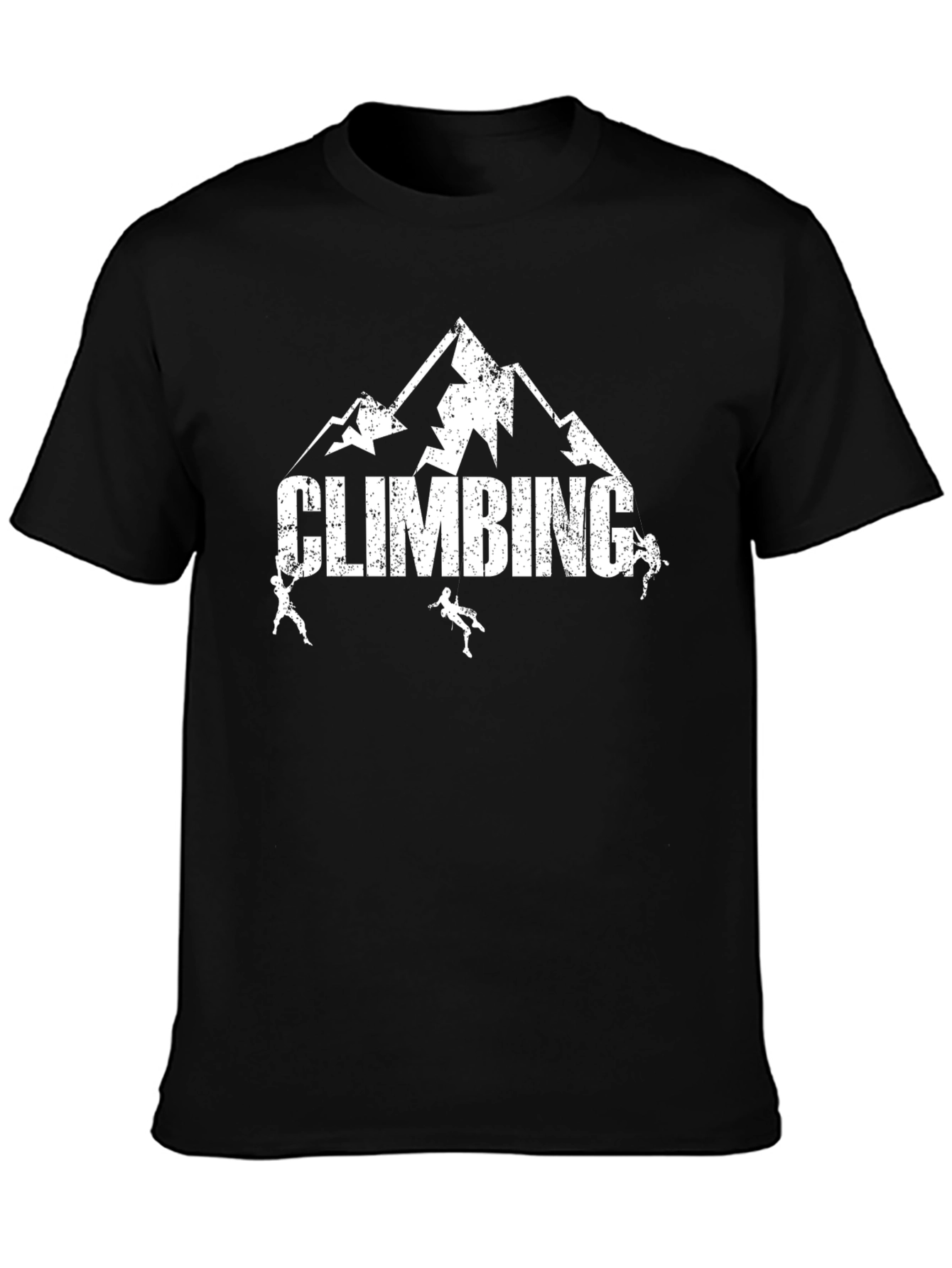 Climbing Mountain Graphic Tee - Black Cotton Casual Shirt