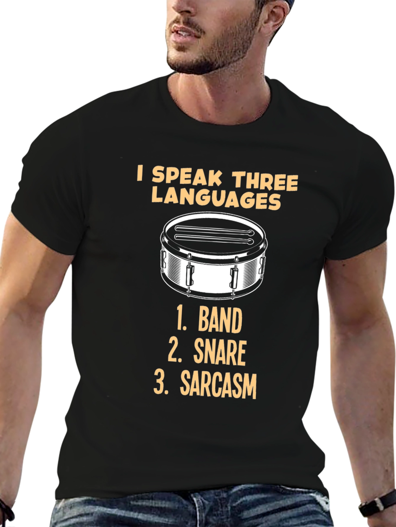 I Speak Three Languages Drummer T-Shirt
