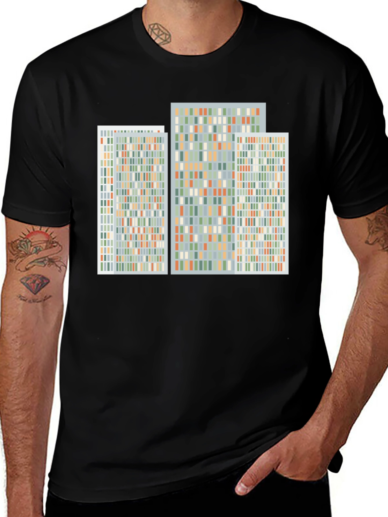 Abstract Geometric Pattern Print Black T-Shirt